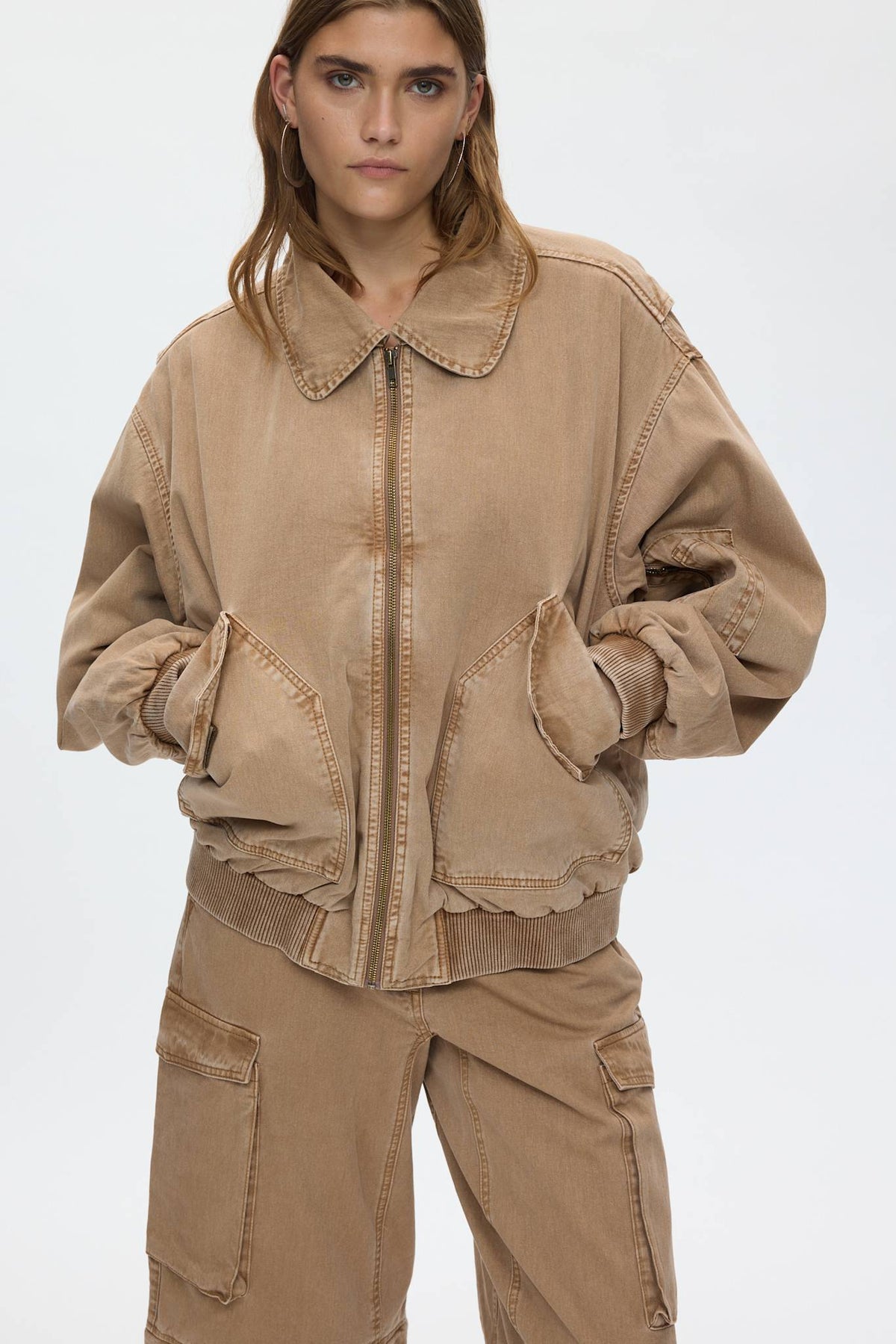 Ezmira - Canvas padded bomber I Washed tobacco 2 - Rabens Saloner