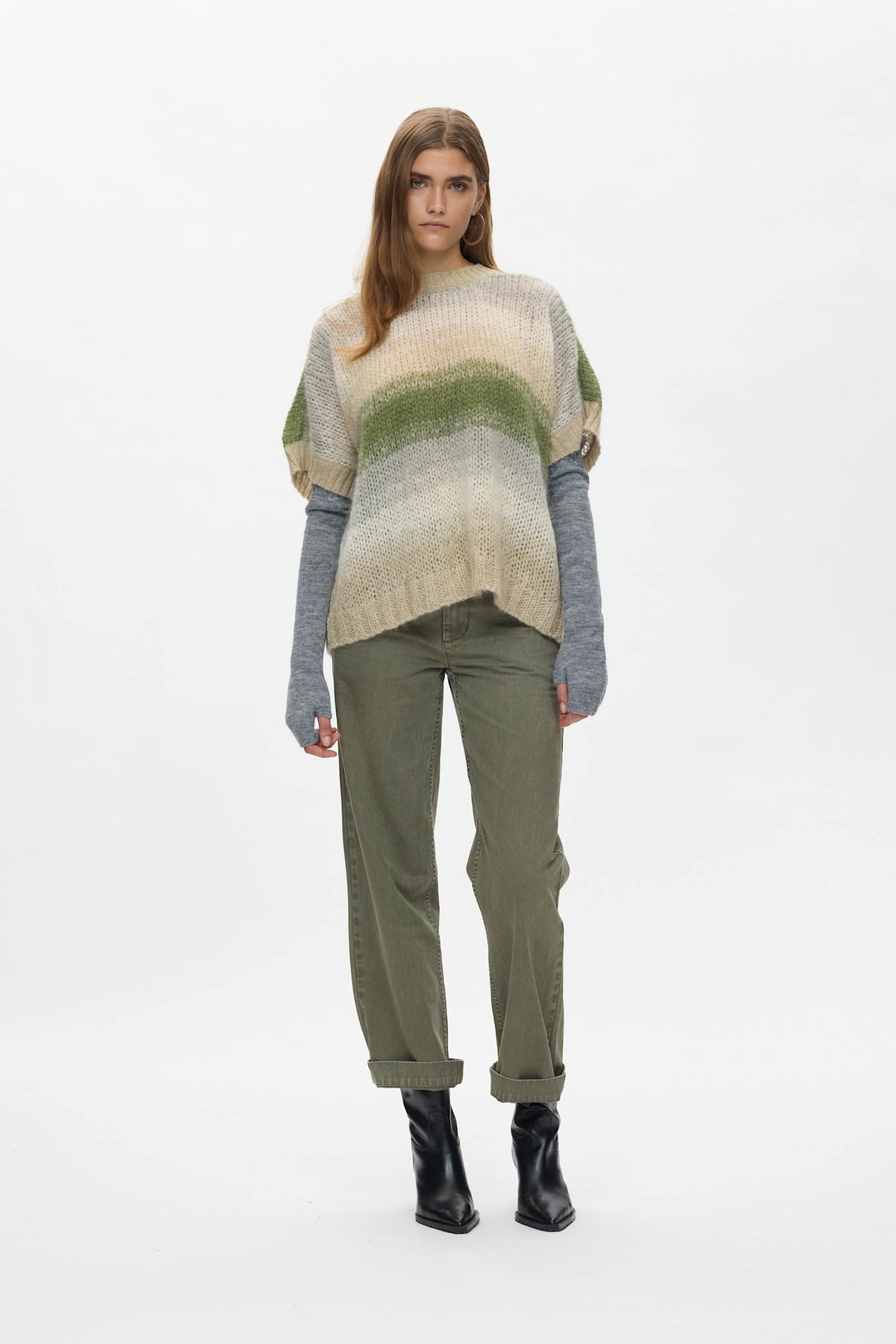 Maggi - Blurred yarn oversize t-shirt I Light camel combo Light camel combo XS 2 - Rabens Saloner
