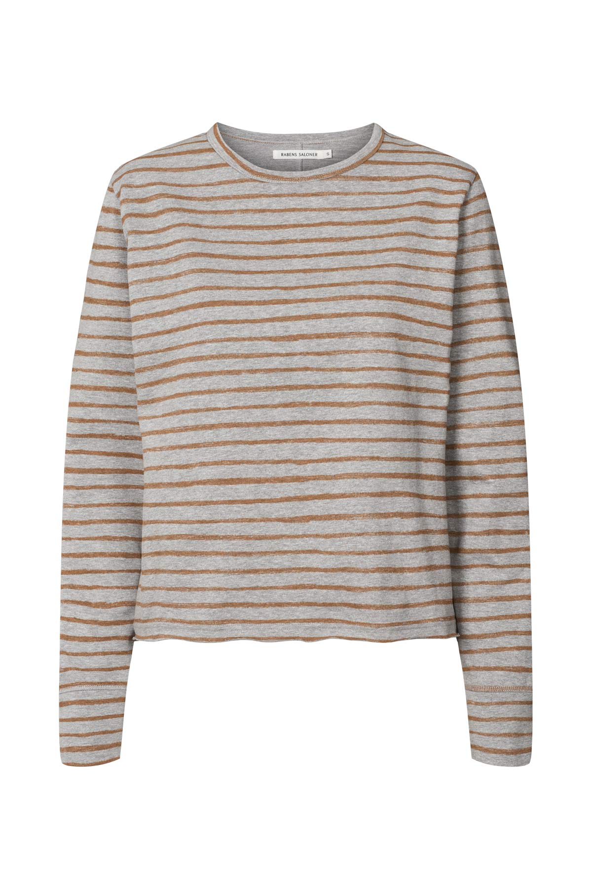 Hila - Light stretch crew neck top I Grey honey stripe Grey honey stripe XS 3 - Rabens Saloner