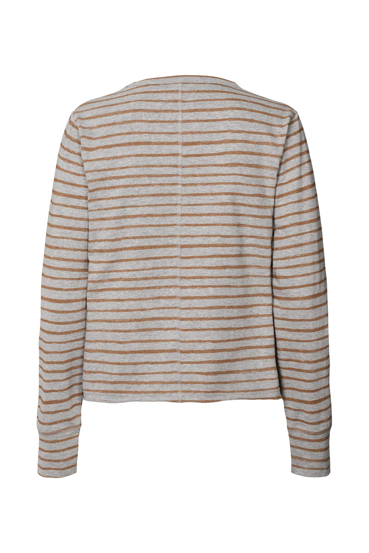 Hila - Light stretch crew neck top I Grey honey stripe 4 - Rabens Saloner