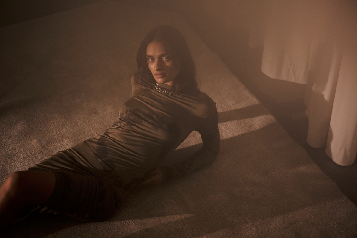 Lykka - Cosmic long jersey dress I Timber combo 3 - Rabens Saloner