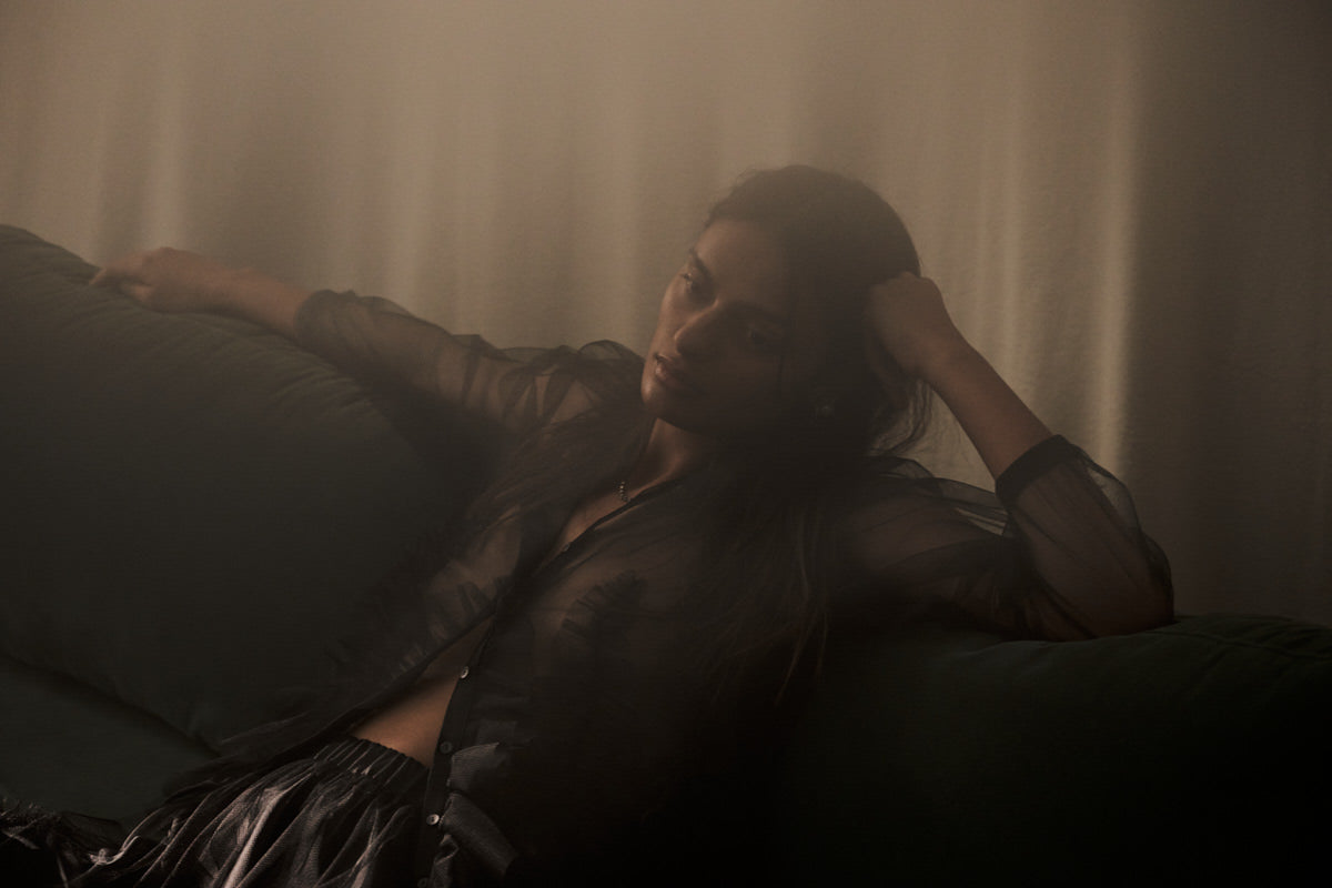 Gida - Frilly tulle shirt I Black 9 - Rabens Saloner