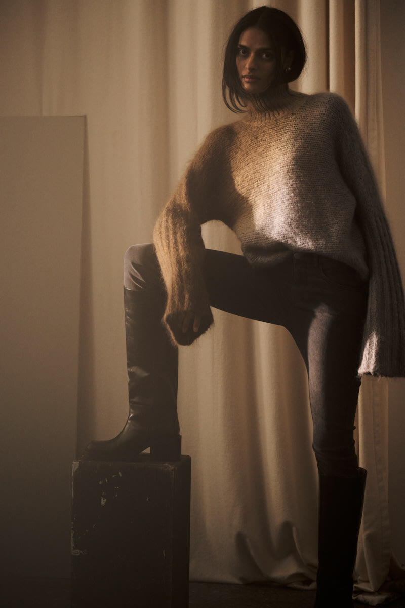 Felicia - Denim stretch skinny cropped pants I Washed black denim 9 - Rabens Saloner