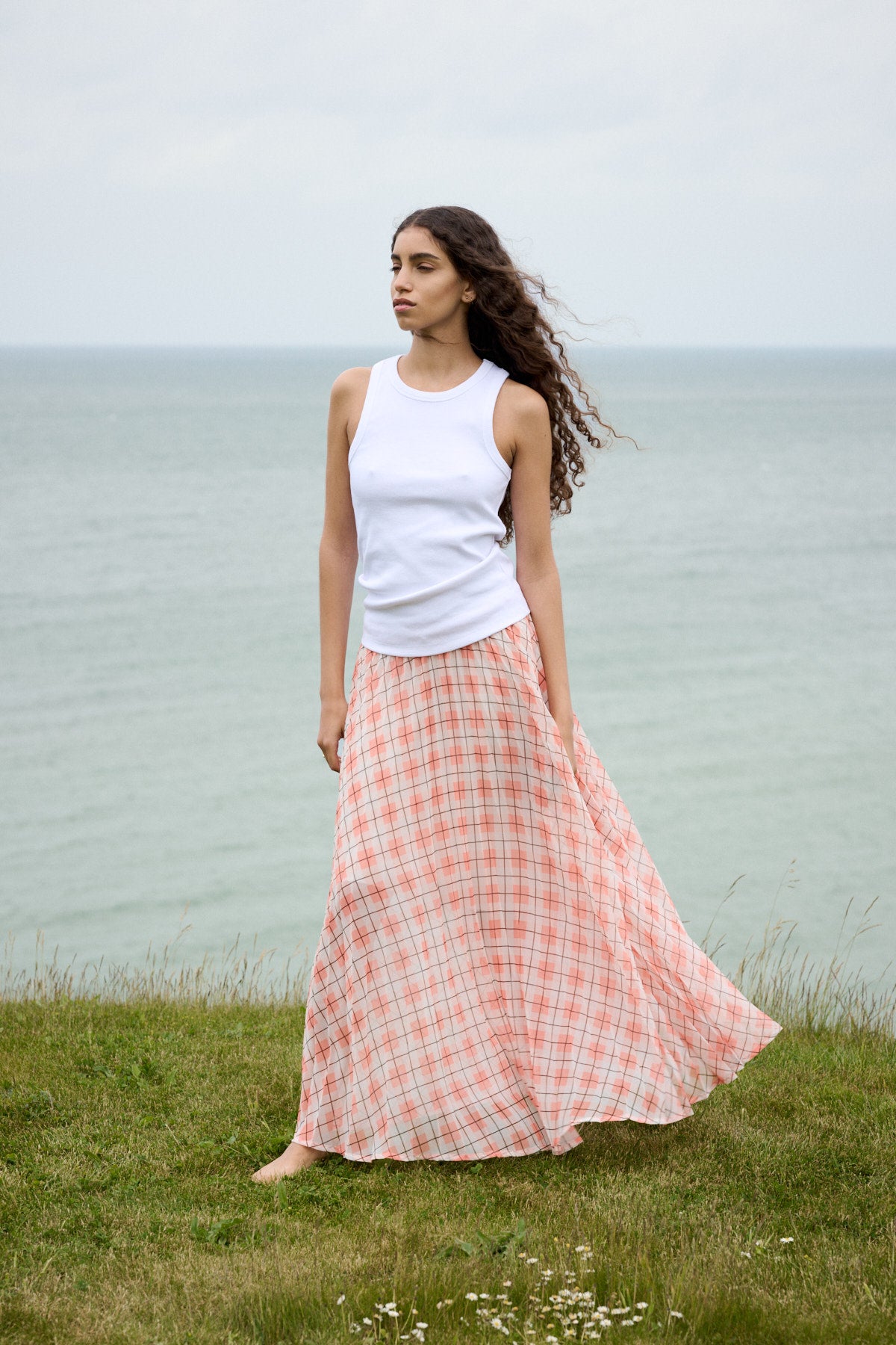 Saki - Transparent check skirt I Mandarin pleat 5 - Rabens Saloner