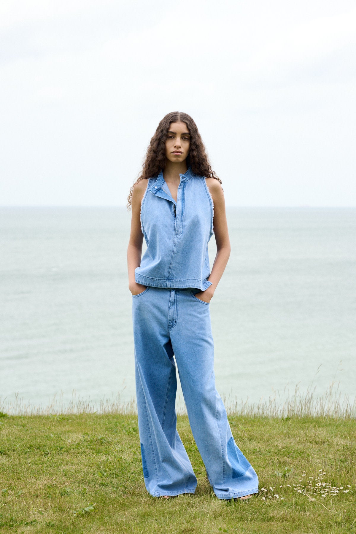 Lane - Denim light wide leg pants I Light washed denim 14 - Rabens Saloner