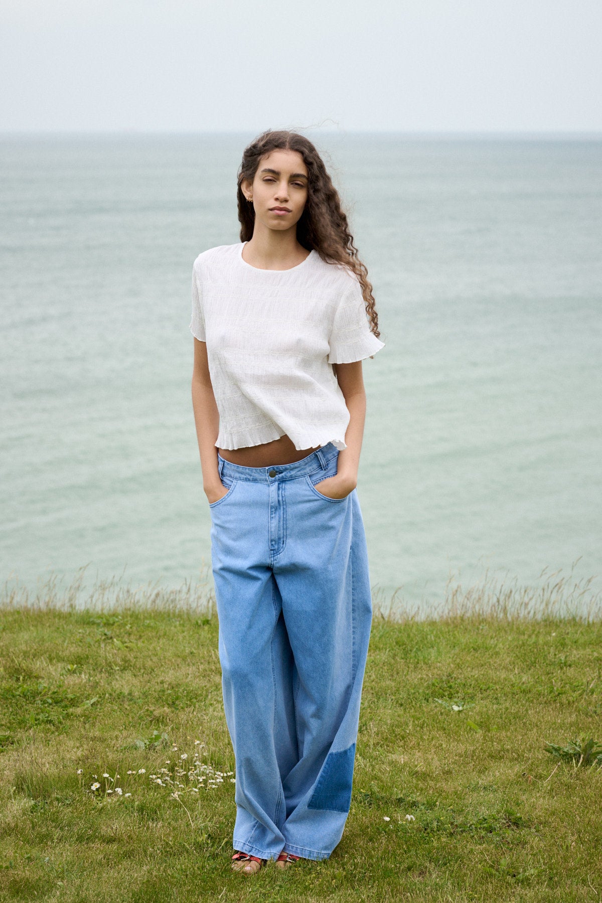 Lane - Denim light wide leg pants I Light washed denim 15 - Rabens Saloner