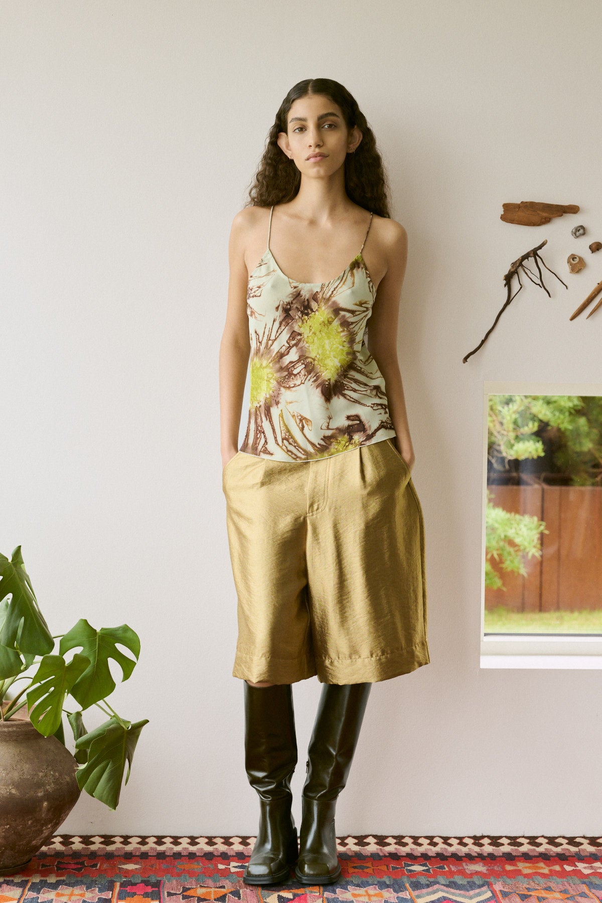 Feliza - Woven gold shorts I Gold 8 - Rabens Saloner