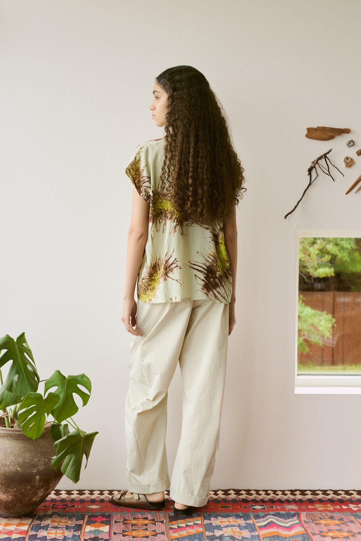 Heva - Sea urchin button blouse I Chartreuse combo 9 - Rabens Saloner