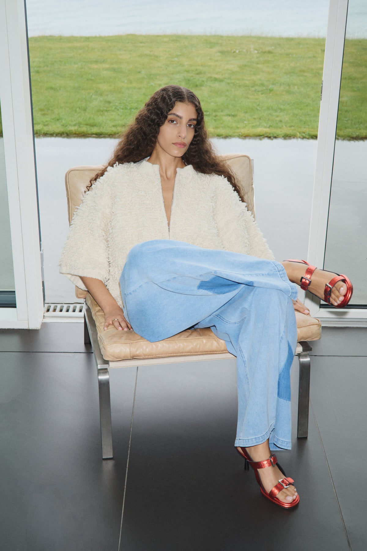 Alice - Shaggy lam knit cardigan I Off white 10 - Rabens Saloner