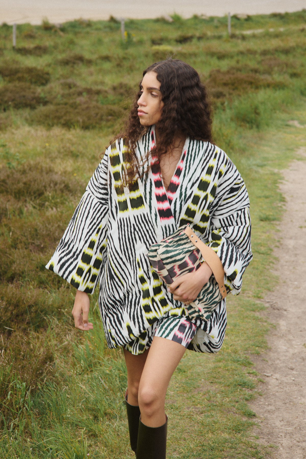 Lania - Ikat combo shorts I Citrus black ivory & pink combo 3 - Rabens Saloner