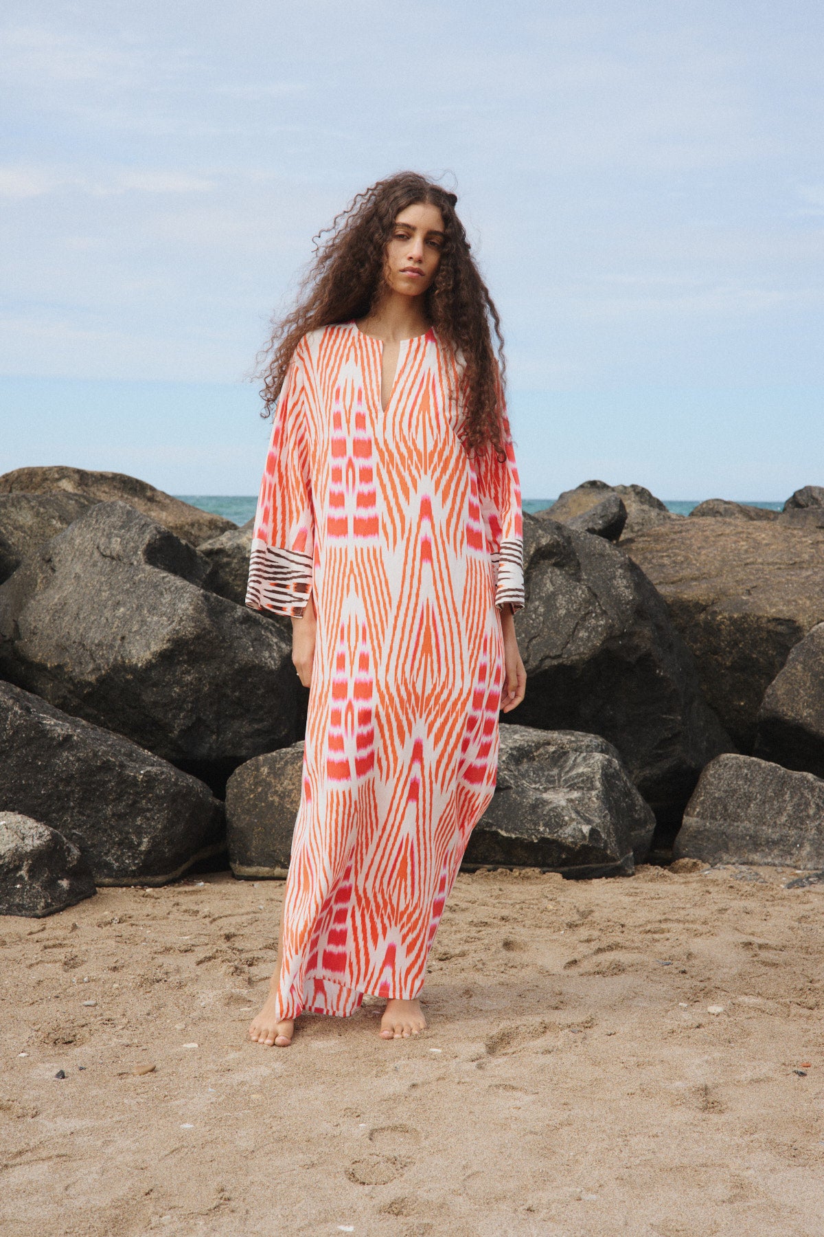 Karimalou - Ikat combo kaftan I Forest pink sand & citrus combo 3 - Rabens Saloner