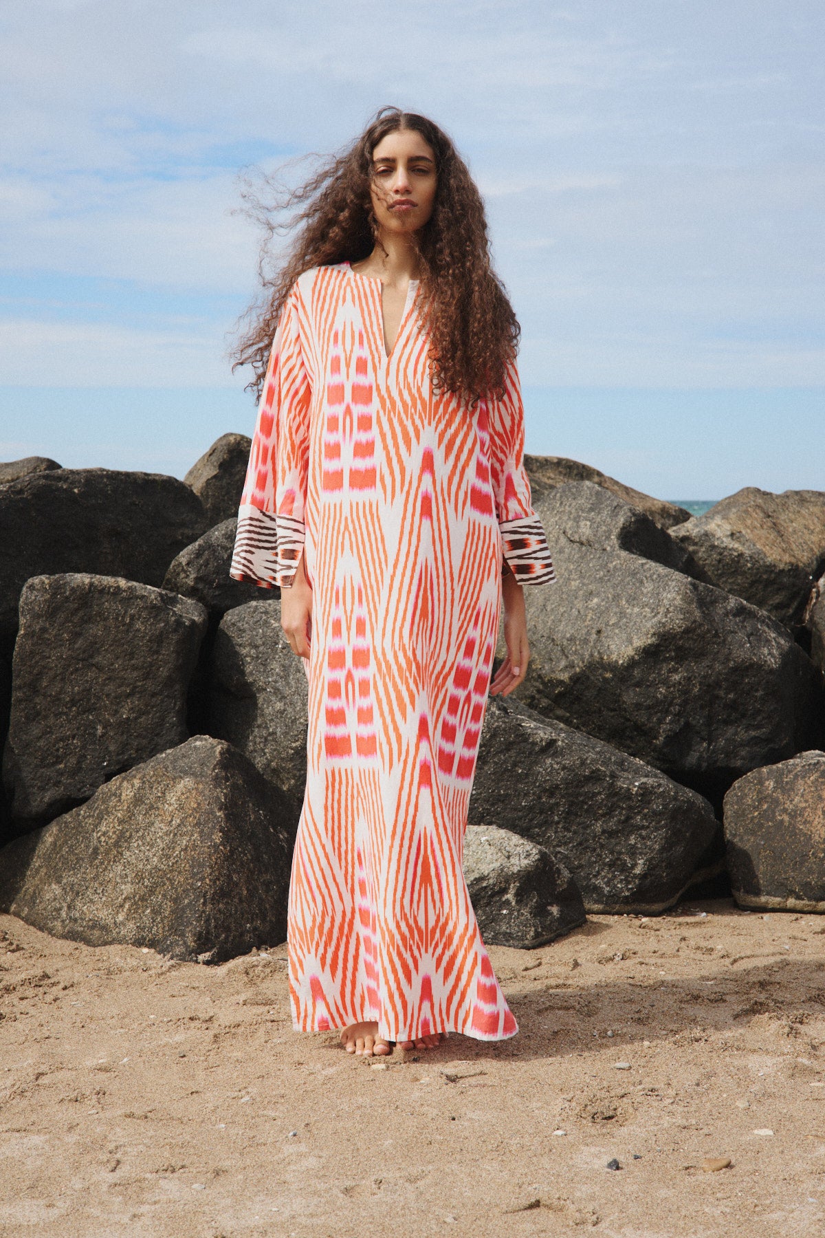 Karimalou - Ikat combo kaftan I Forest pink sand & citrus combo 5 - Rabens Saloner