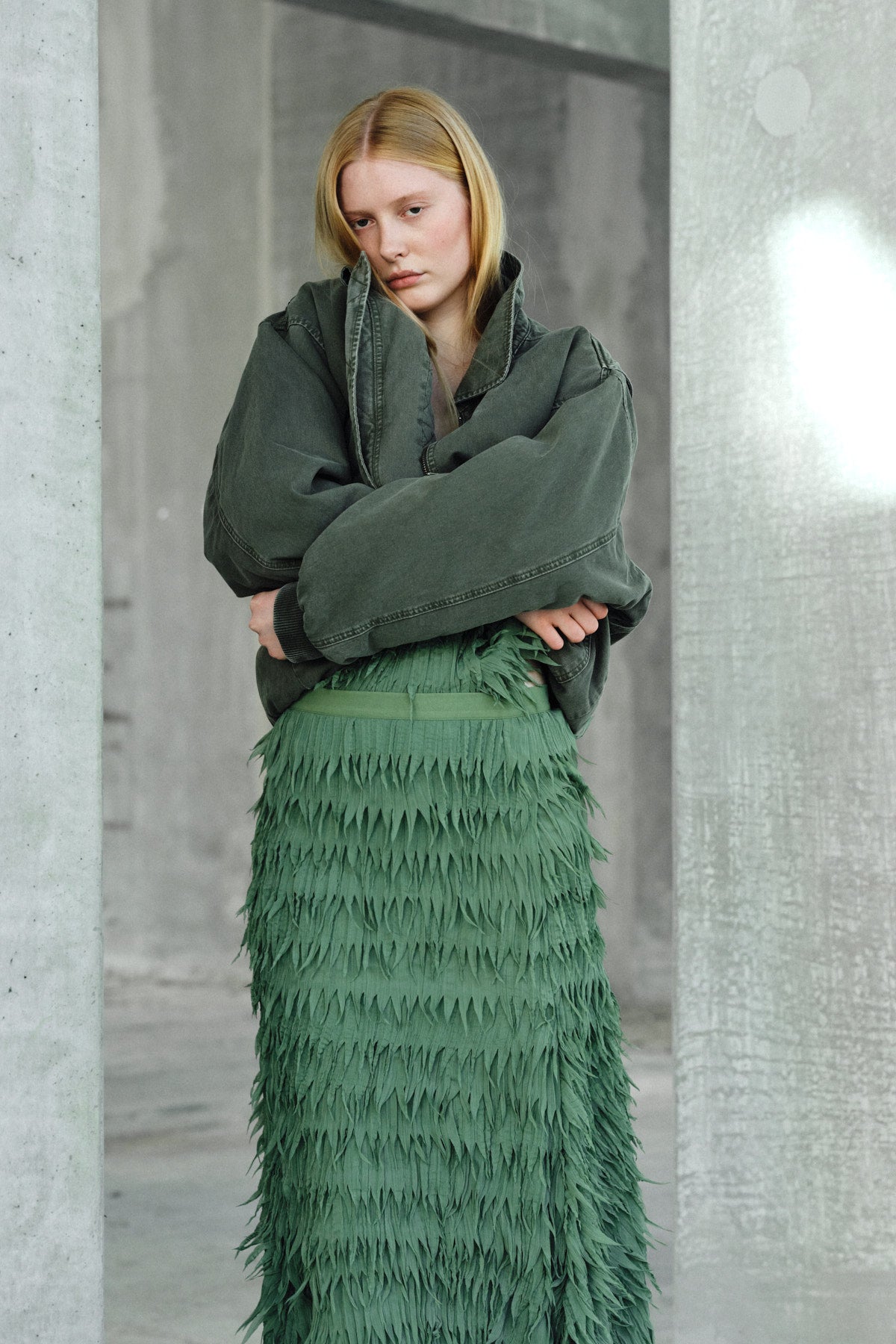 Ezmira - Canvas padded bomber I Washed sage 10 - Rabens Saloner