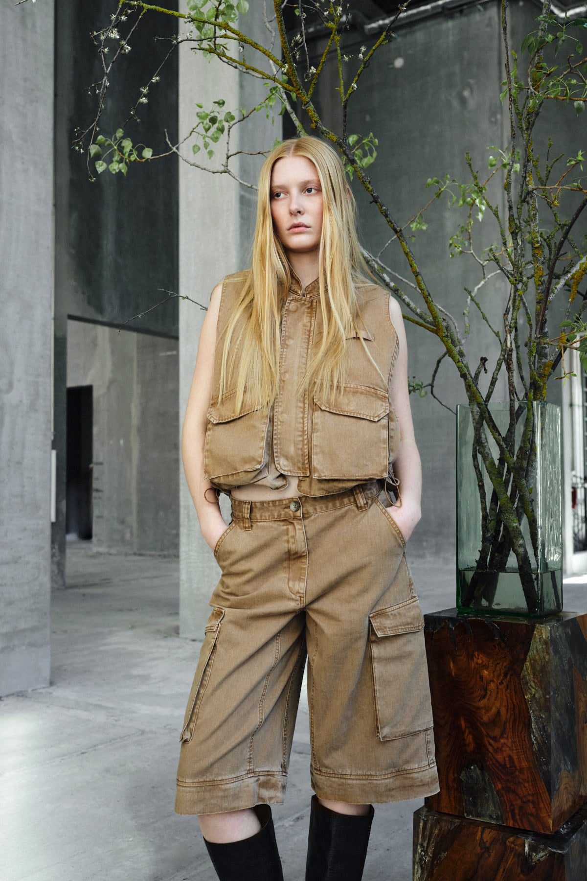 Beena - Canvas vest I Washed tobacco 8 - Rabens Saloner