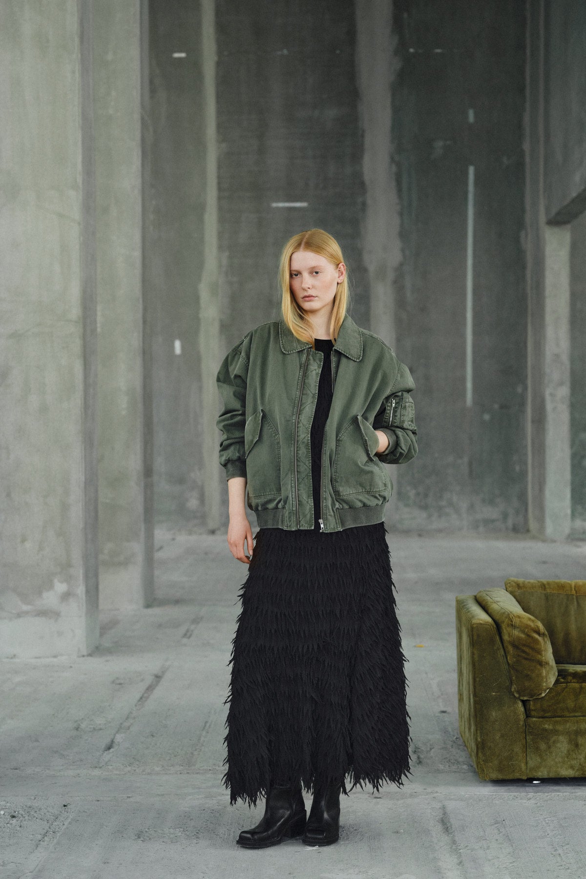 Ezmira - Canvas padded bomber I Washed sage 6 - Rabens Saloner