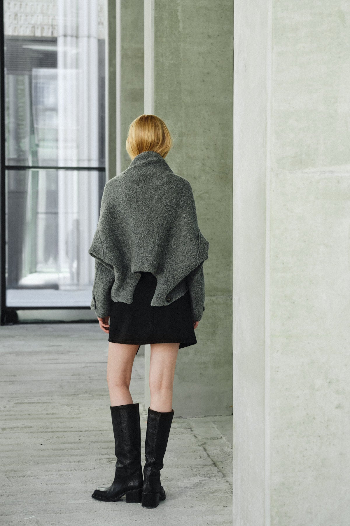 Emel - Sheep knit reverse jacket I Grey melange 9 - Rabens Saloner