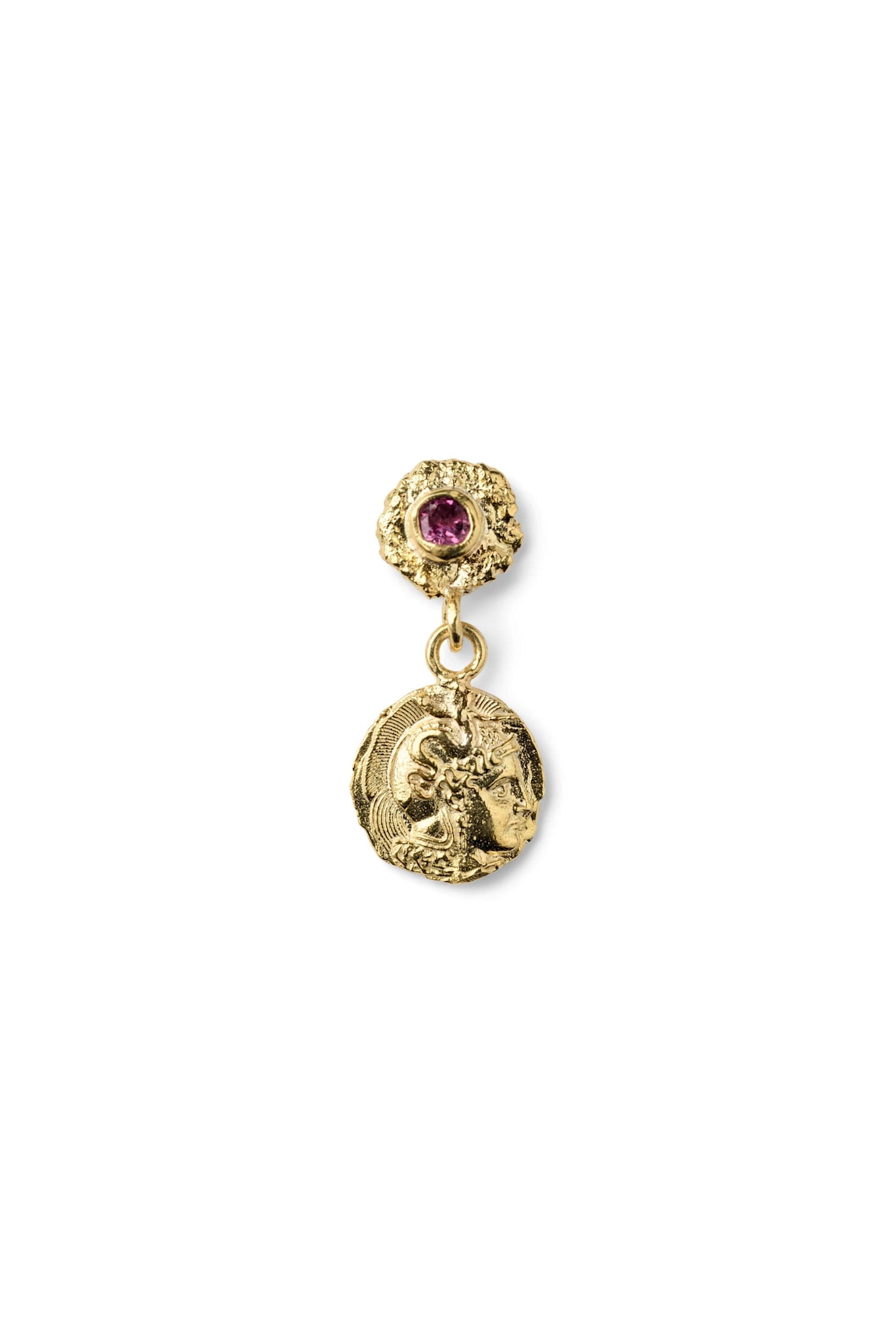 Coin Earring - Nafsu I Gold w/ Purple Stone Gold w/ Purple Stone 5 - Rabens Saloner