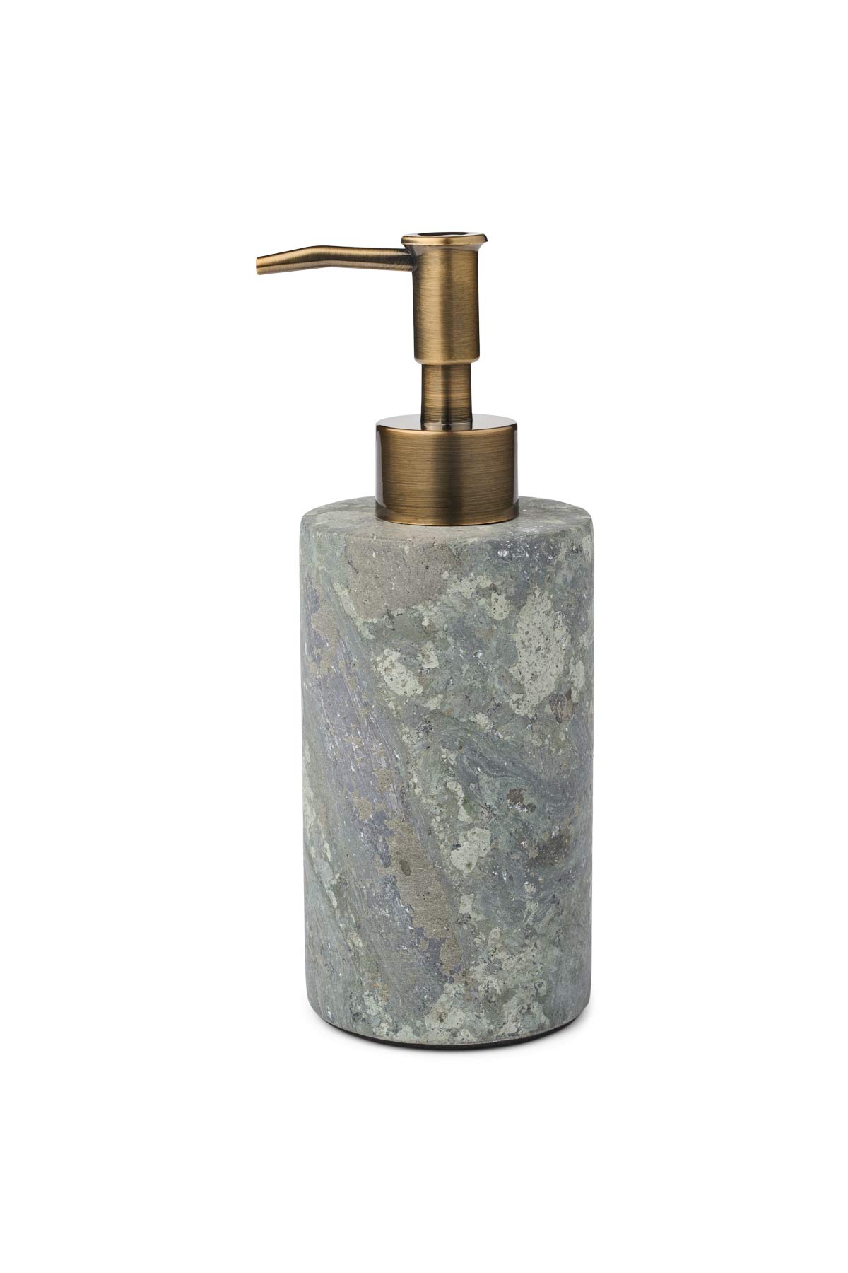 Cylinder Marble Soap Dispenser - Rabens Apartment I Grey Combo Grey Combo H: 14 Dia: 8 1 - Rabens Saloner