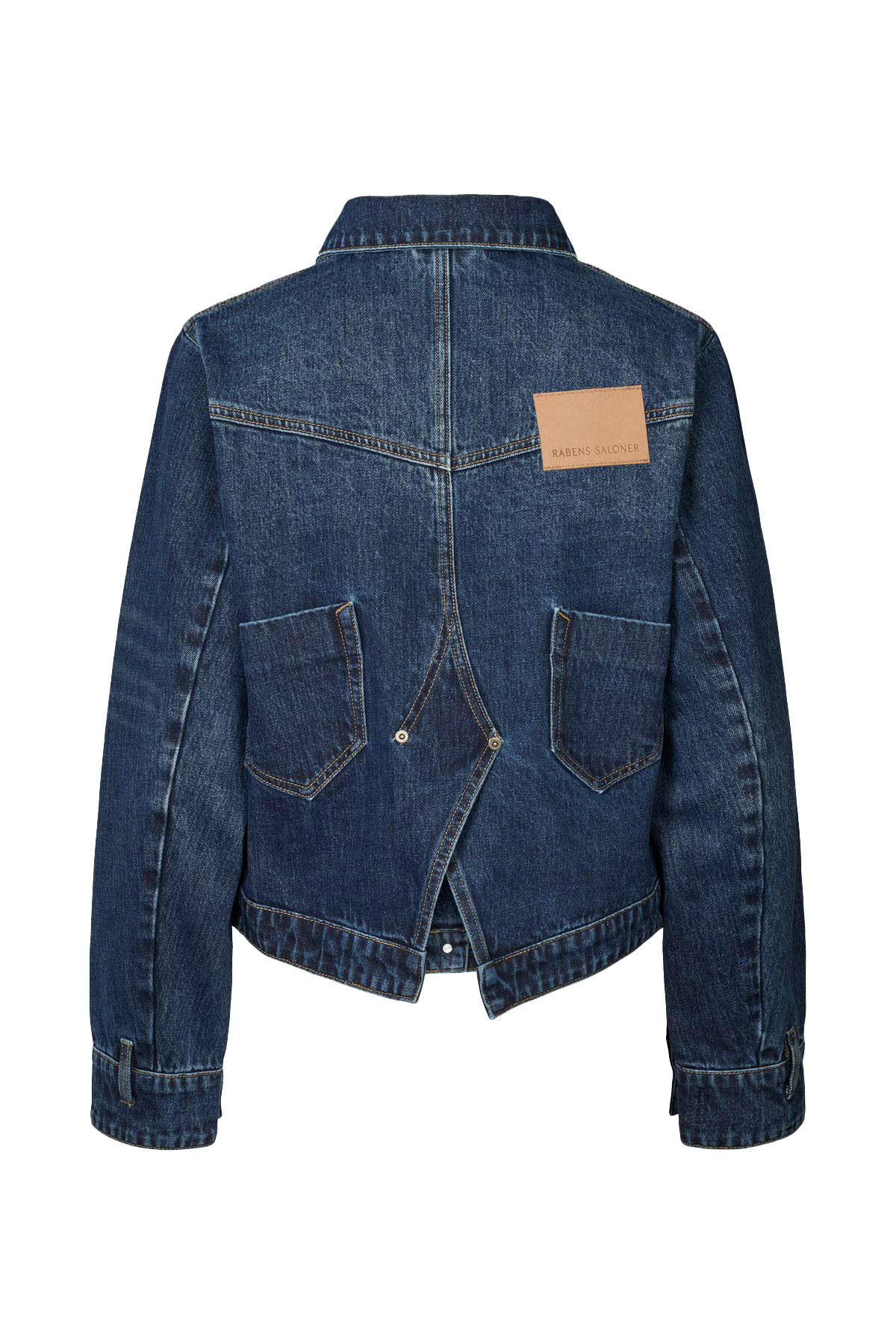 Janny - Patchwork denim jacket I Dark washed indigo 9 - Rabens Saloner