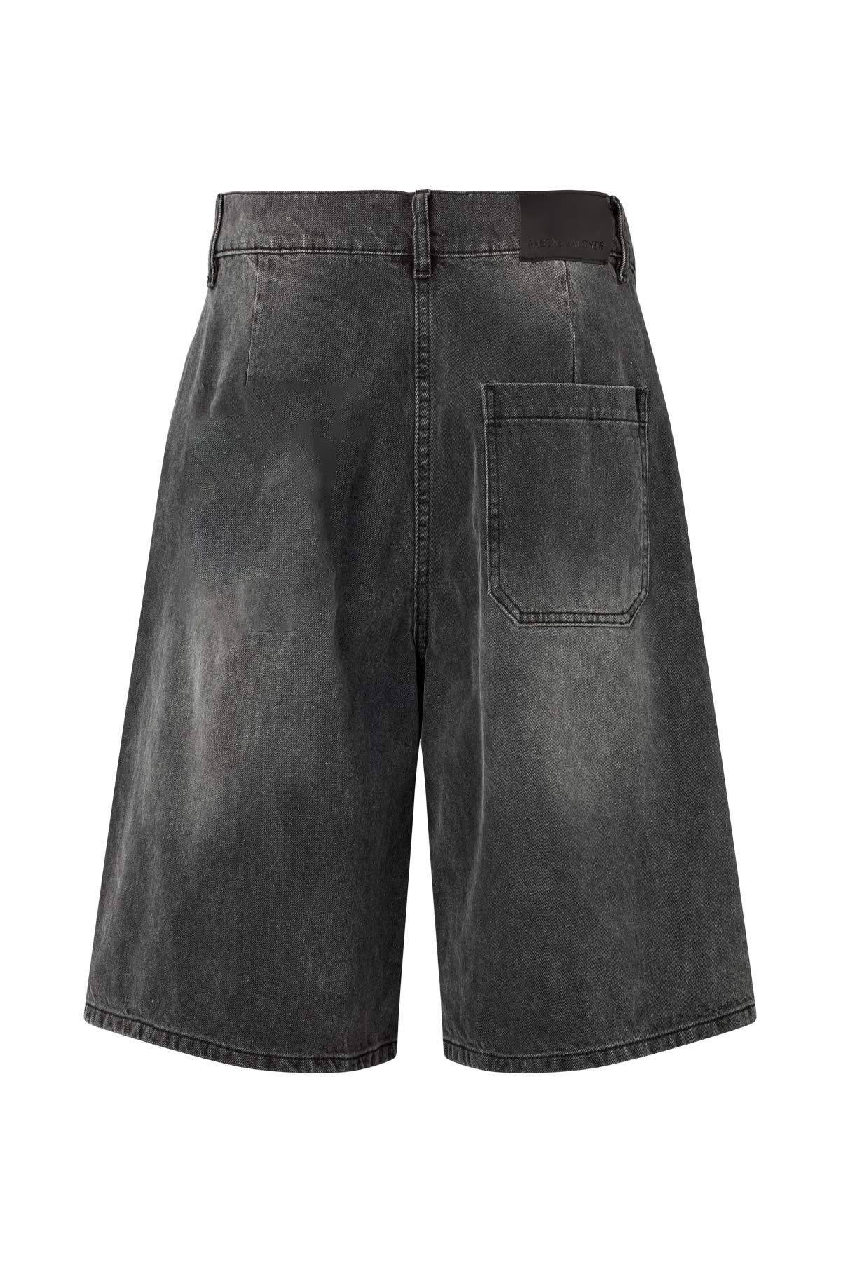 Raha - Denim black wide shorts I Washed black denim 10 - Rabens Saloner