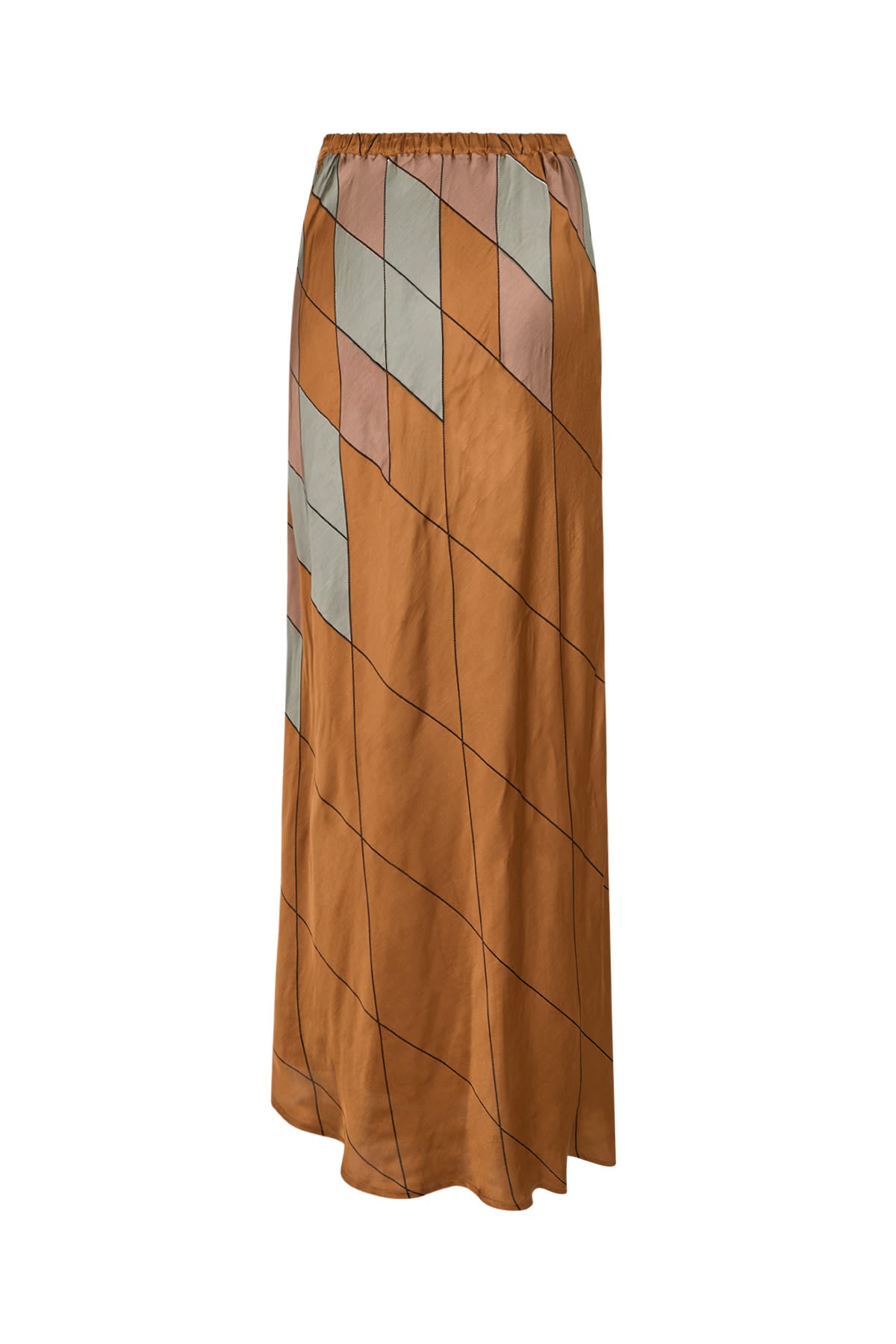 Mumle - Diamond print bias skirt I Rust combo 5 - Rabens Saloner