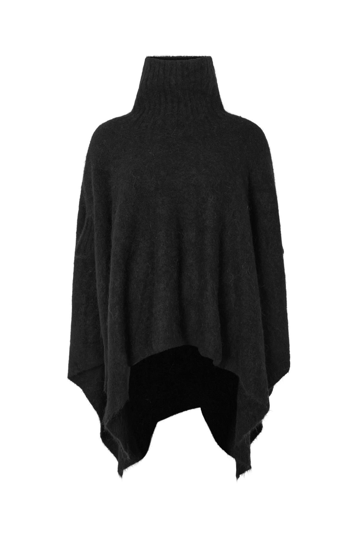 Dede - Fluffy knit poncho I Black Black O/S 5 - Rabens Saloner