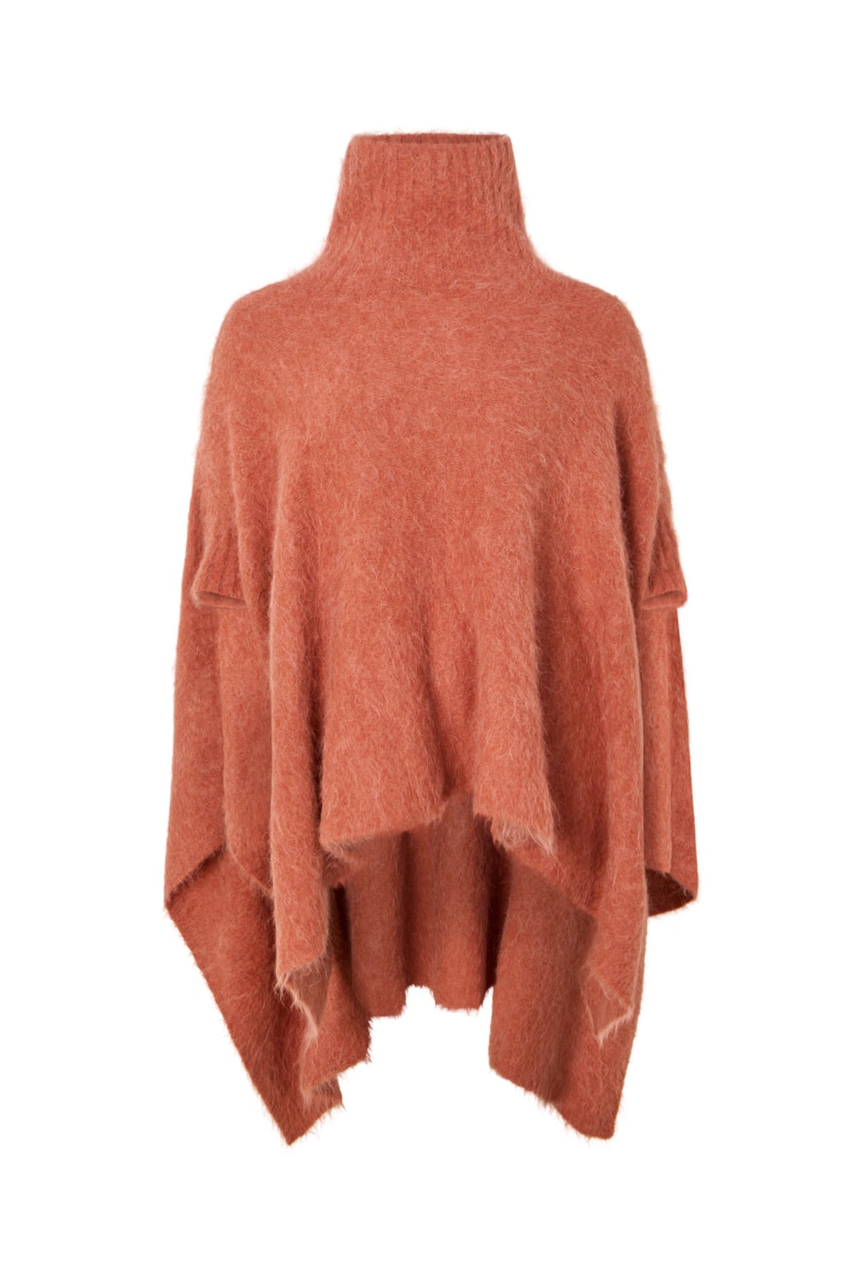 Dede - Fluffy knit poncho I Redwood Redwood O/S 4 - Rabens Saloner