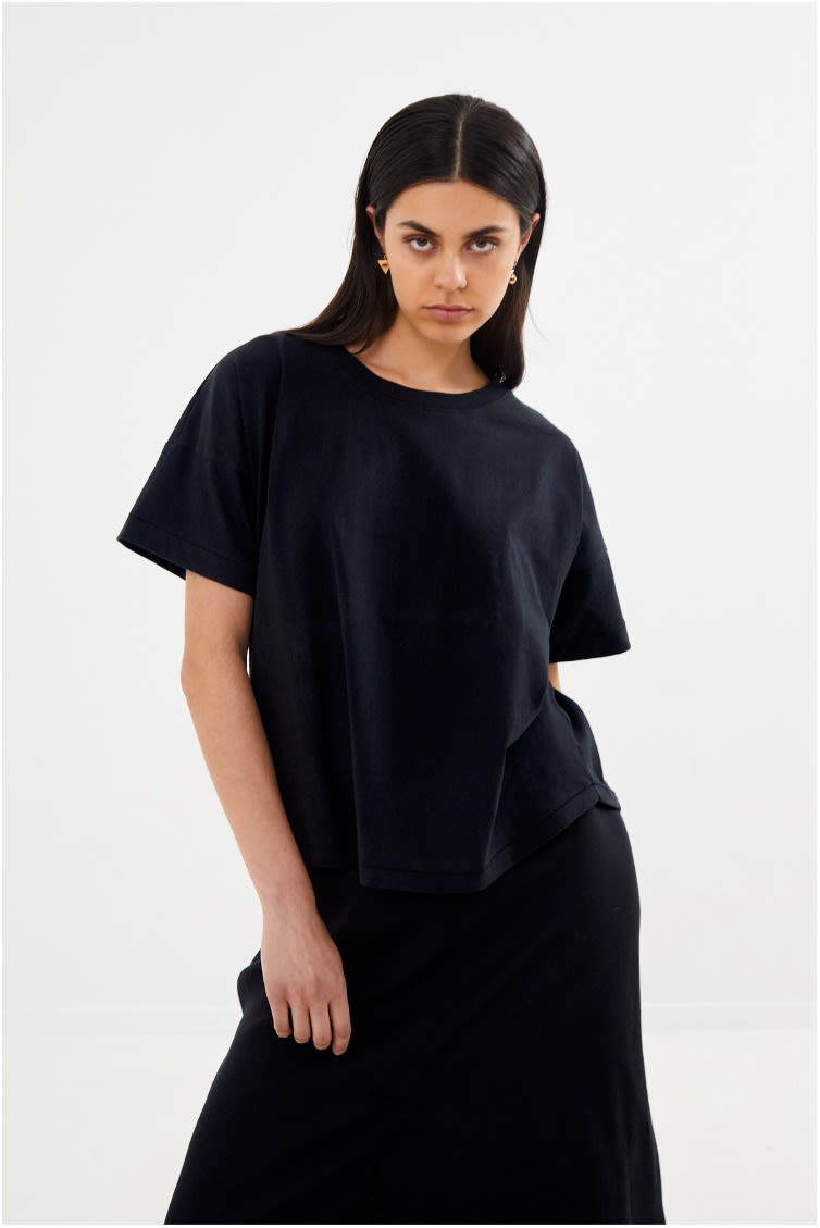 Margot - FOT cropped t-shirt I Black 2 - Rabens Saloner