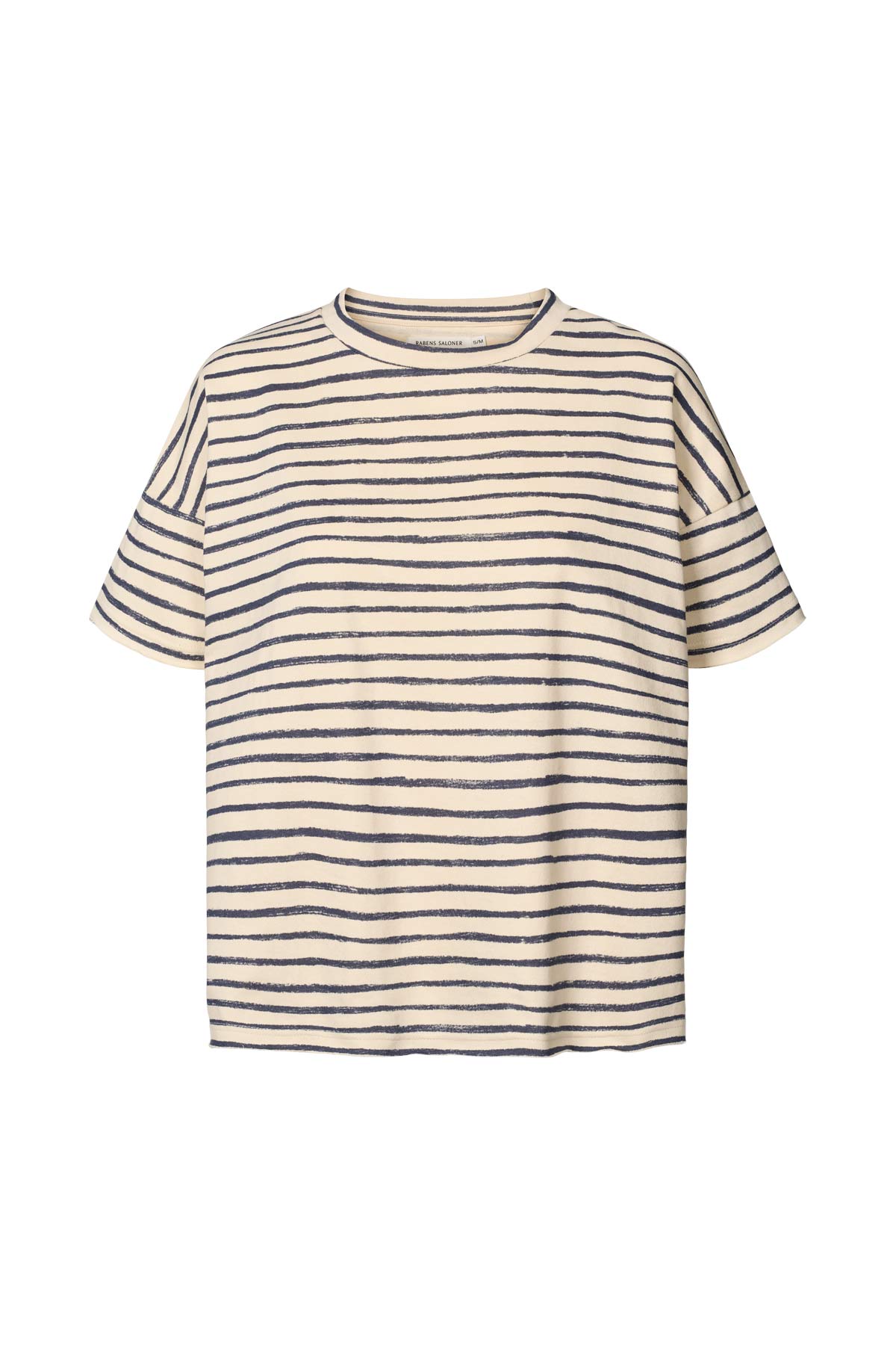 Margot - Light stretch cropped t-shirt I Oyster navy stripe Oyster navy stripe XS/S 1 - Rabens Saloner