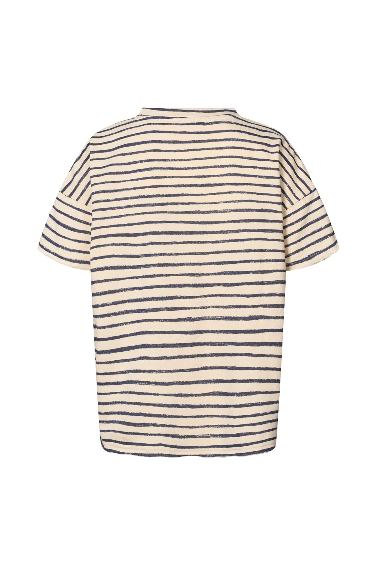 Margot - Light stretch cropped t-shirt I Oyster navy stripe 2 - Rabens Saloner