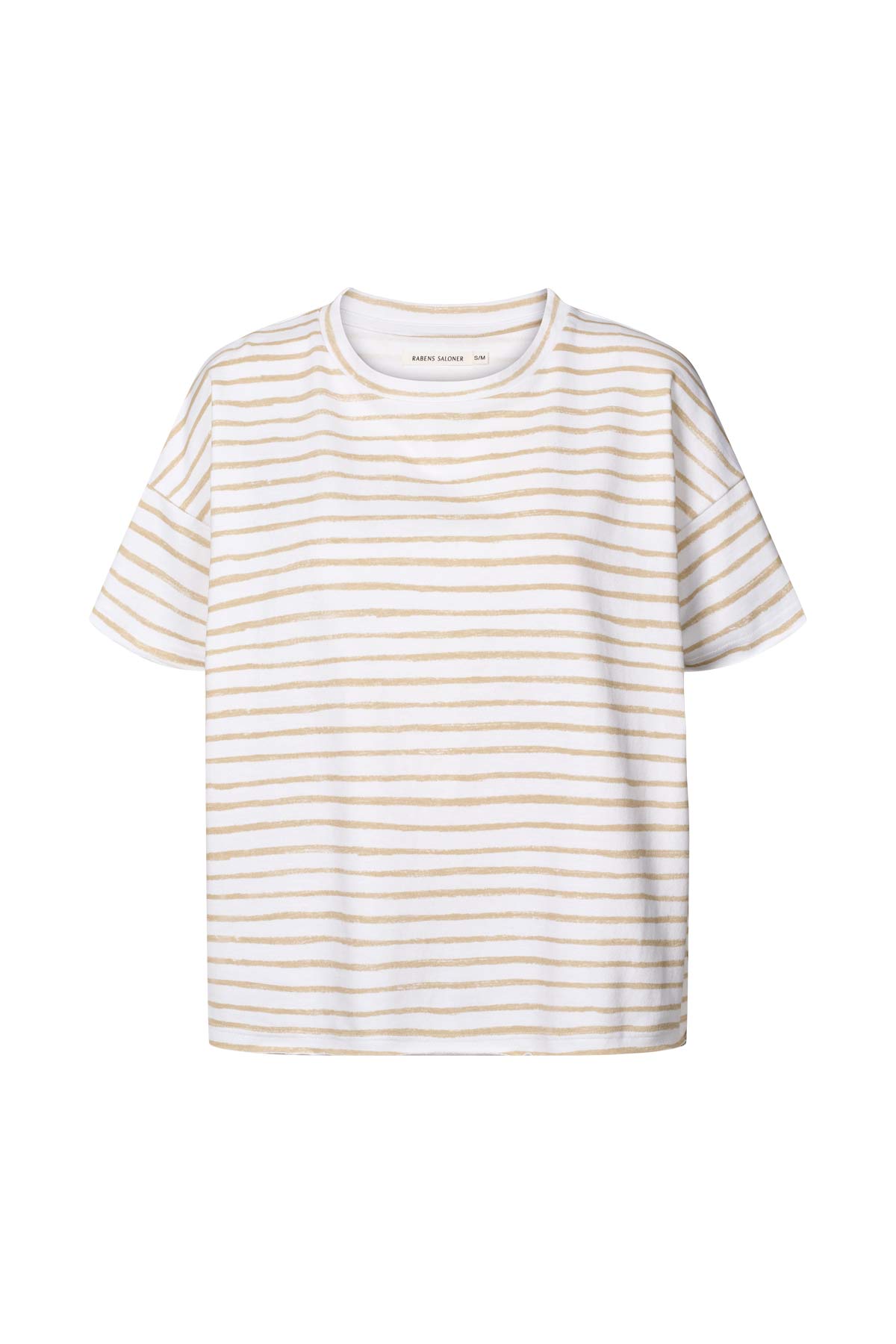 Margot - Light stretch cropped t-shirt I White sand stripe White sand stripe XS/S 3 - Rabens Saloner
