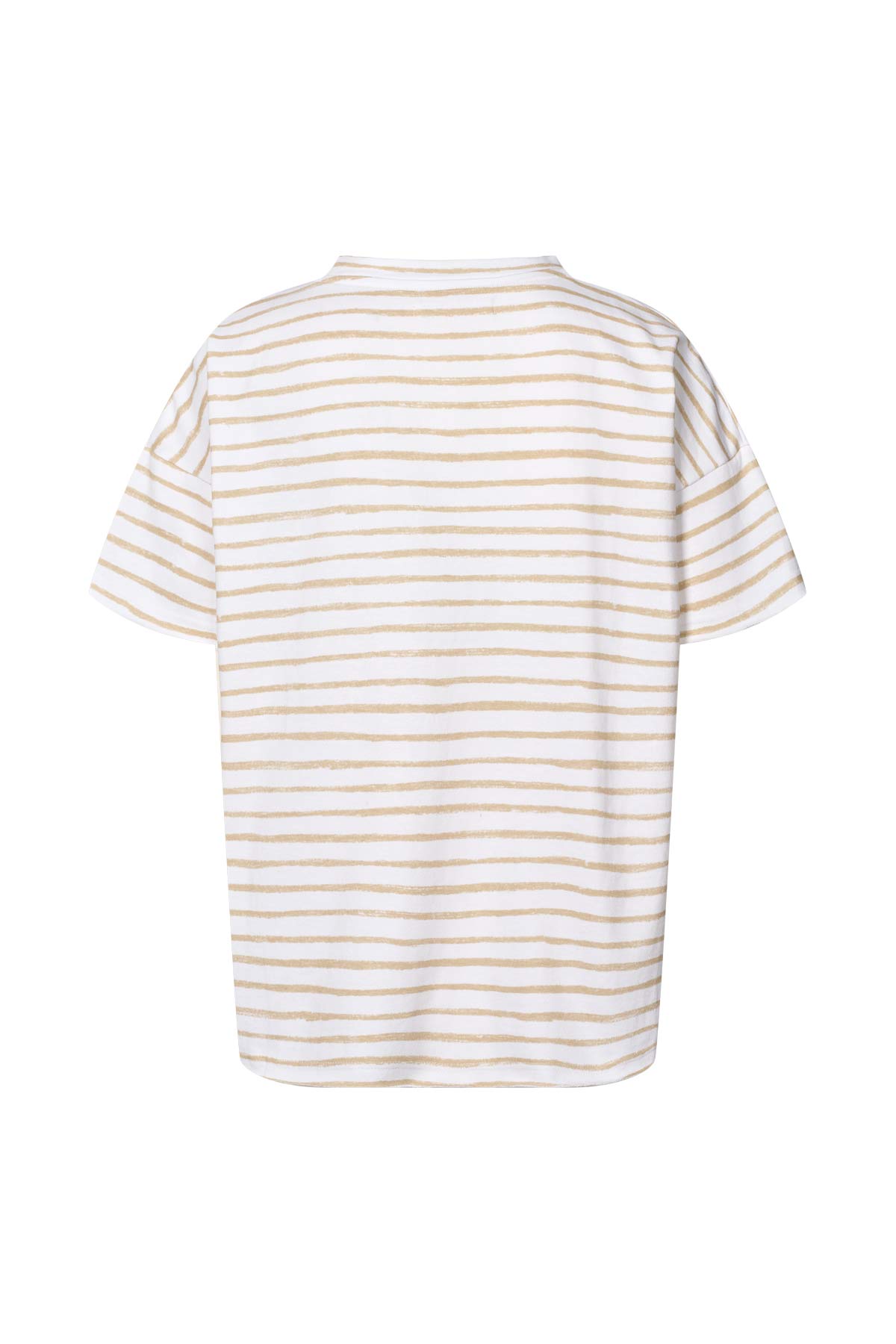 Margot - Light stretch cropped t-shirt I White sand stripe 4 - Rabens Saloner