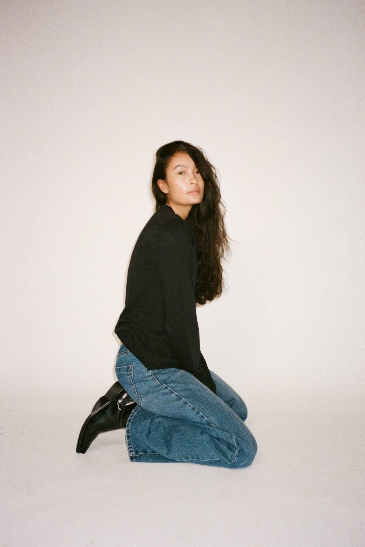 Hila - Light stretch crew neck top I Winter white 8 - Rabens Saloner