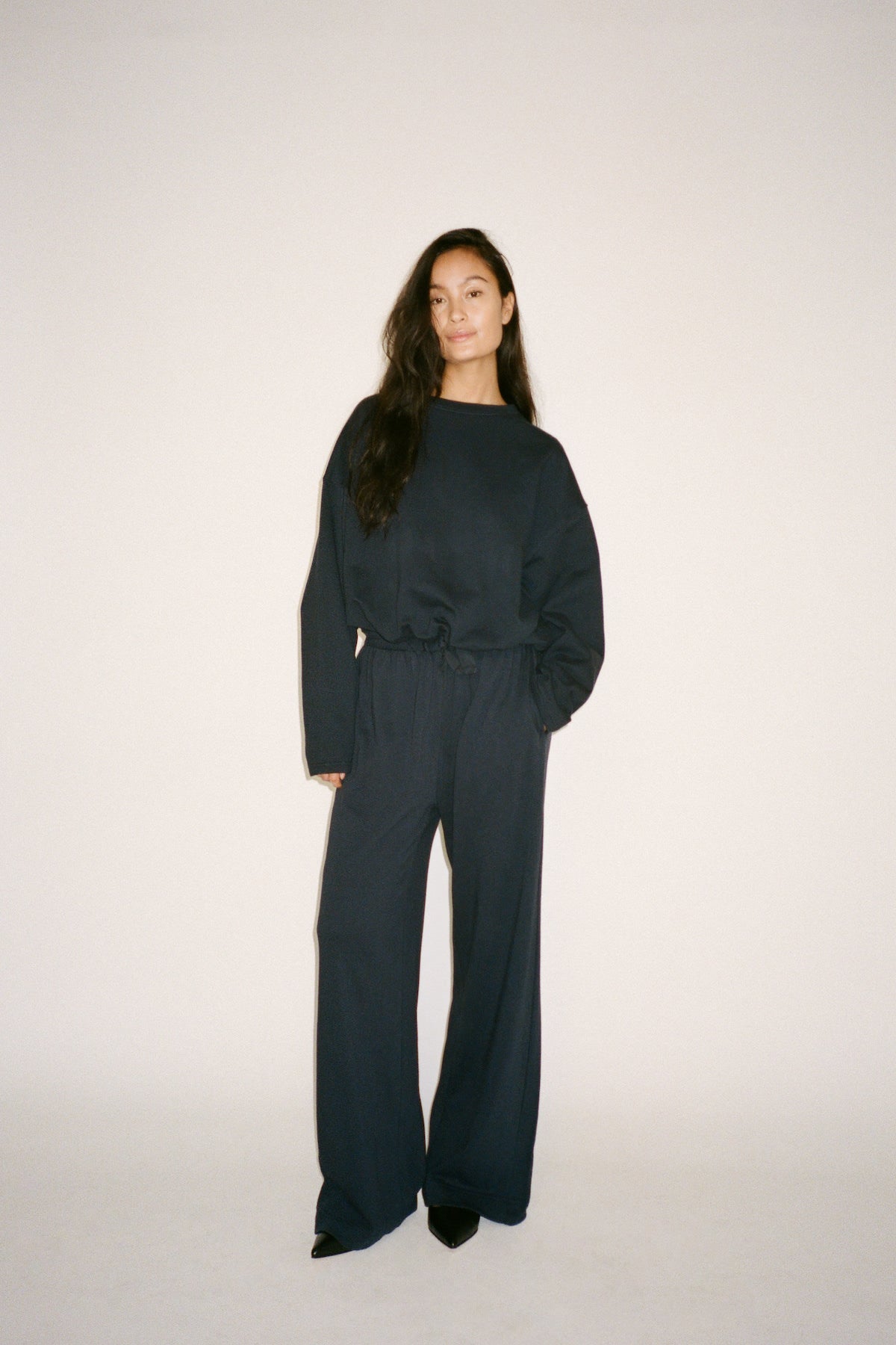 Sheela - Sweat drawstring top I Navy 4 - Rabens Saloner