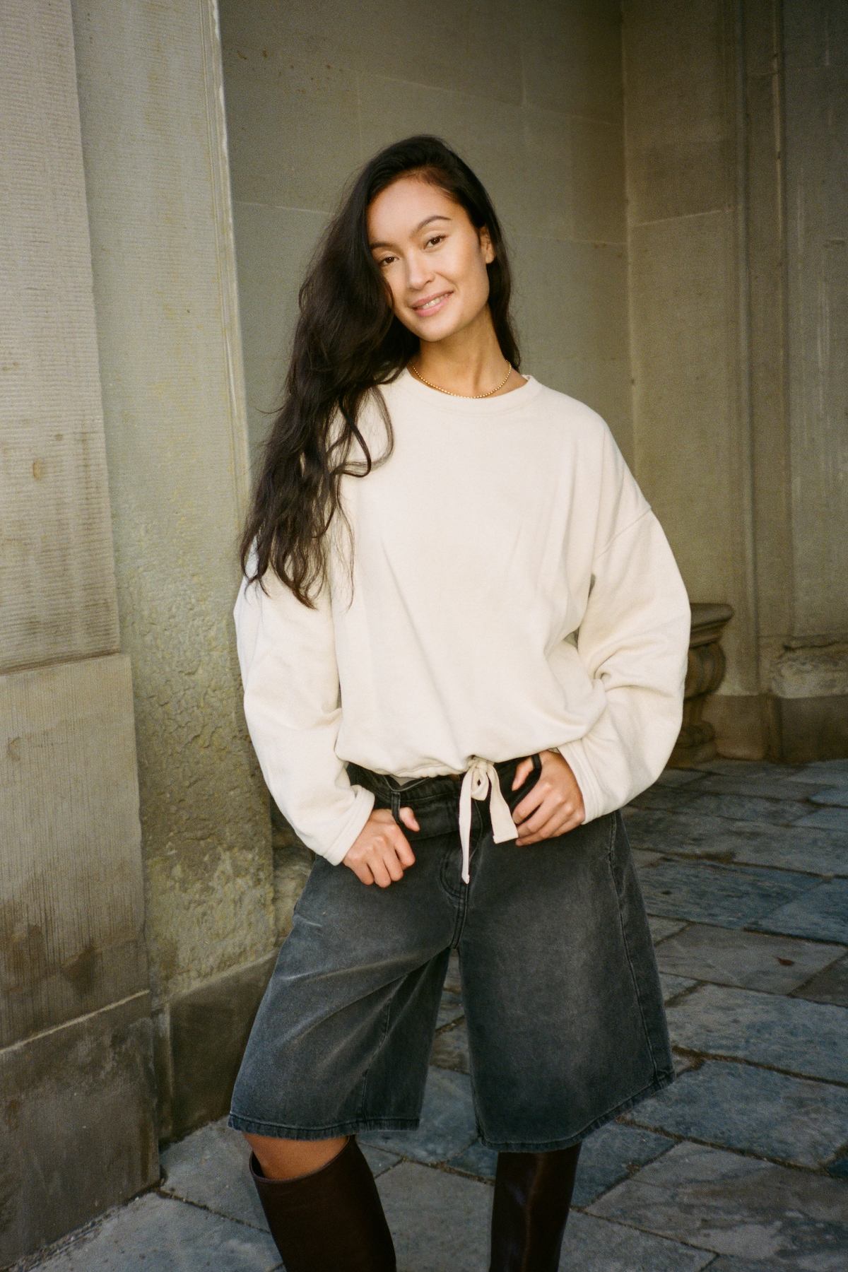 Sheela - Sweat drawstring top I Oyster Oyster XS/S 2 - Rabens Saloner