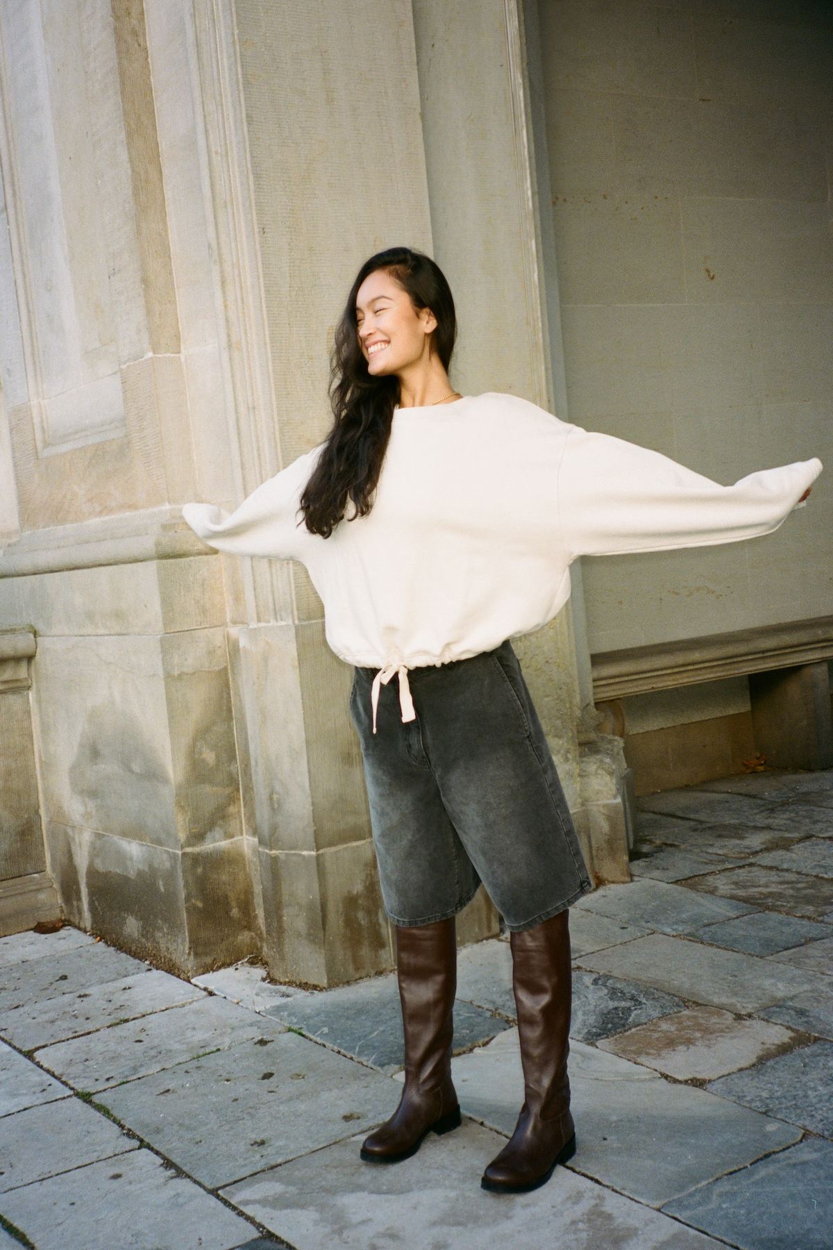 Sheela - Sweat drawstring top I Oyster 7 - Rabens Saloner