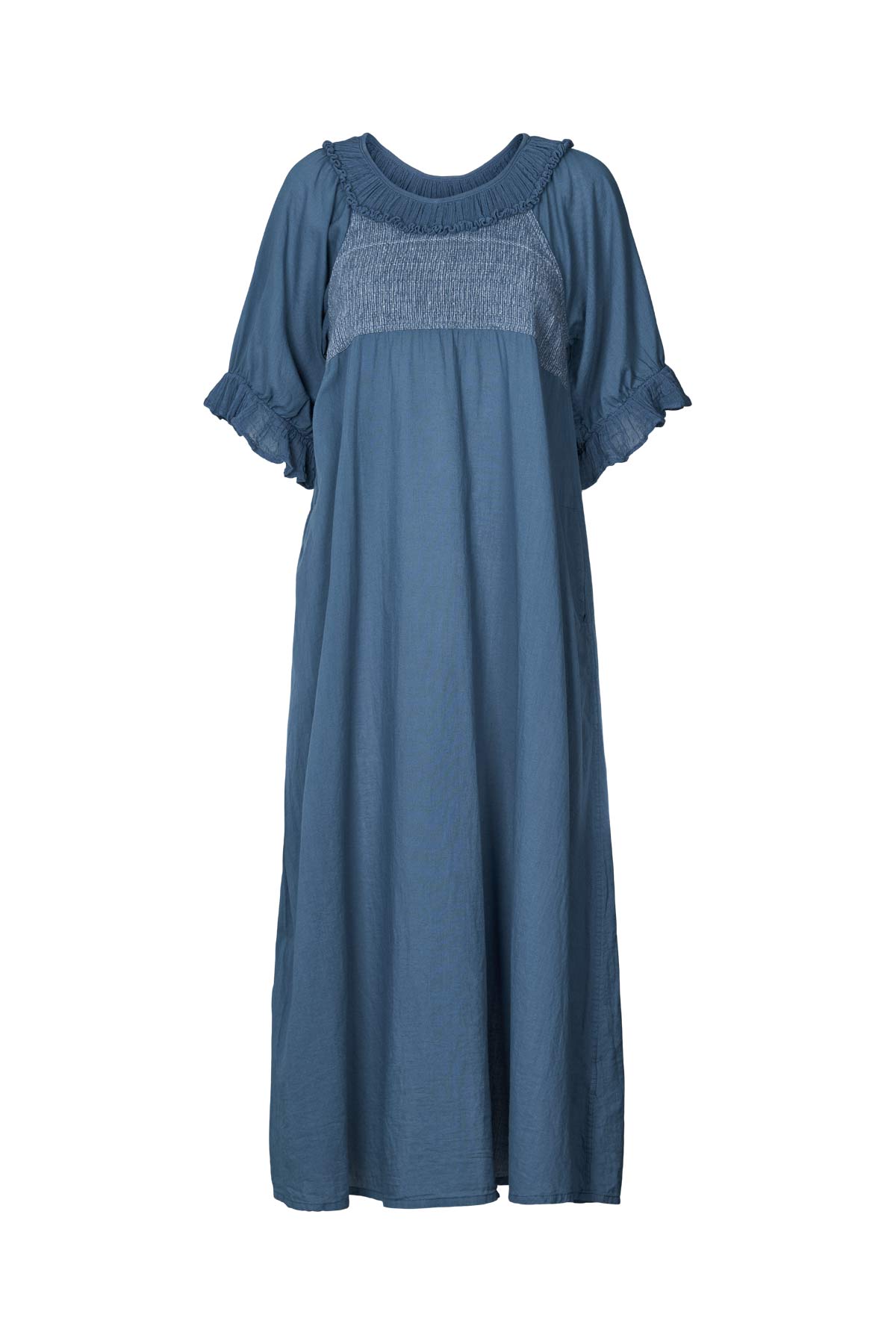 Dorothea - Cotton long angel dress I Dusty indigo 4 - Rabens Saloner