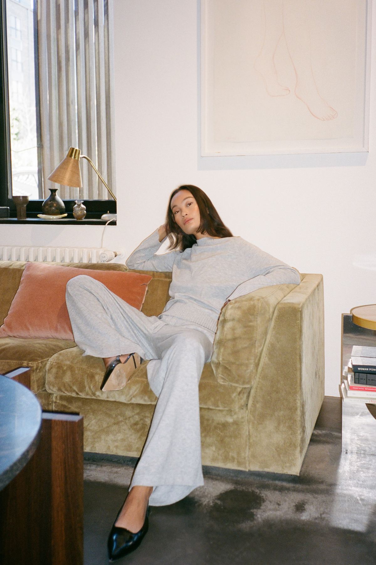 Ruca - Knit lounge boxy sweater I Grey melange 4 - Rabens Saloner