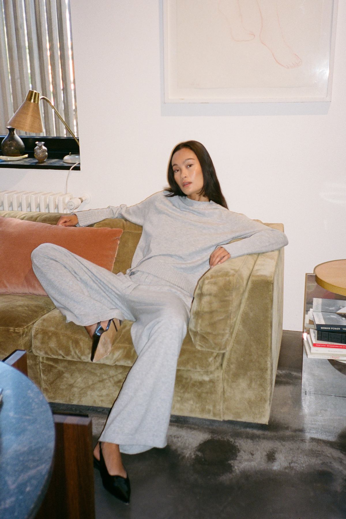 Filine - Knit lounge wide pants I Grey melange 2 - Rabens Saloner