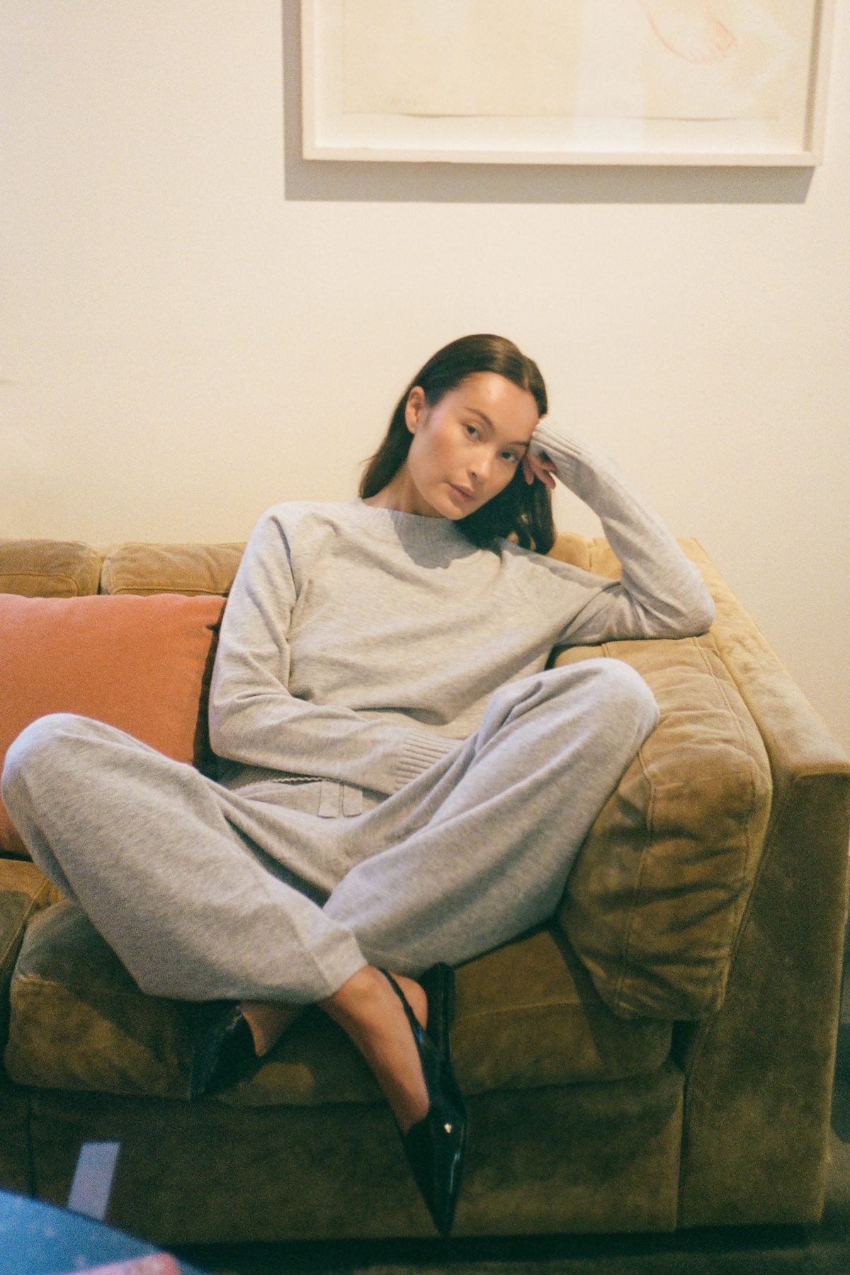 Ruca - Knit lounge boxy sweater I Grey melange 1 - Rabens Saloner