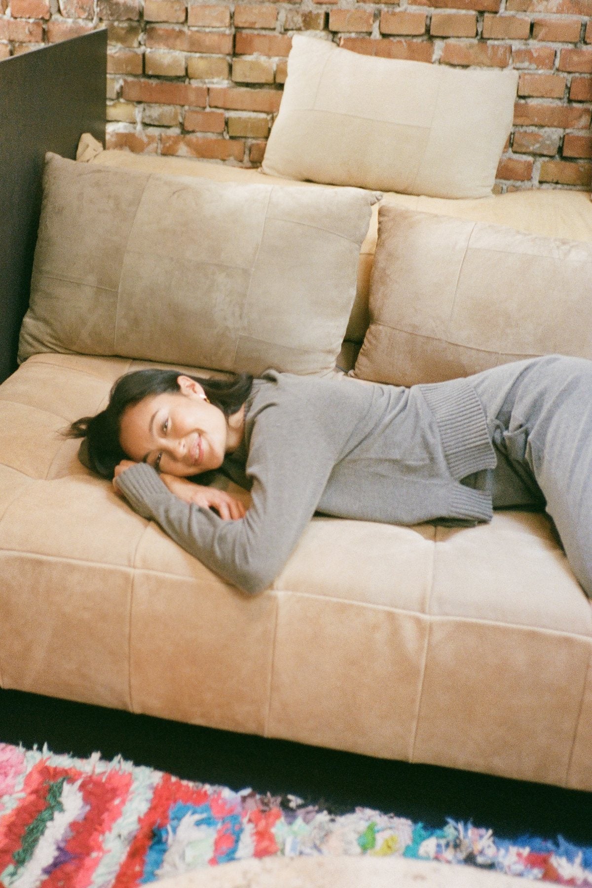 Ruca - Knit lounge boxy sweater I Mole melange 5 - Rabens Saloner