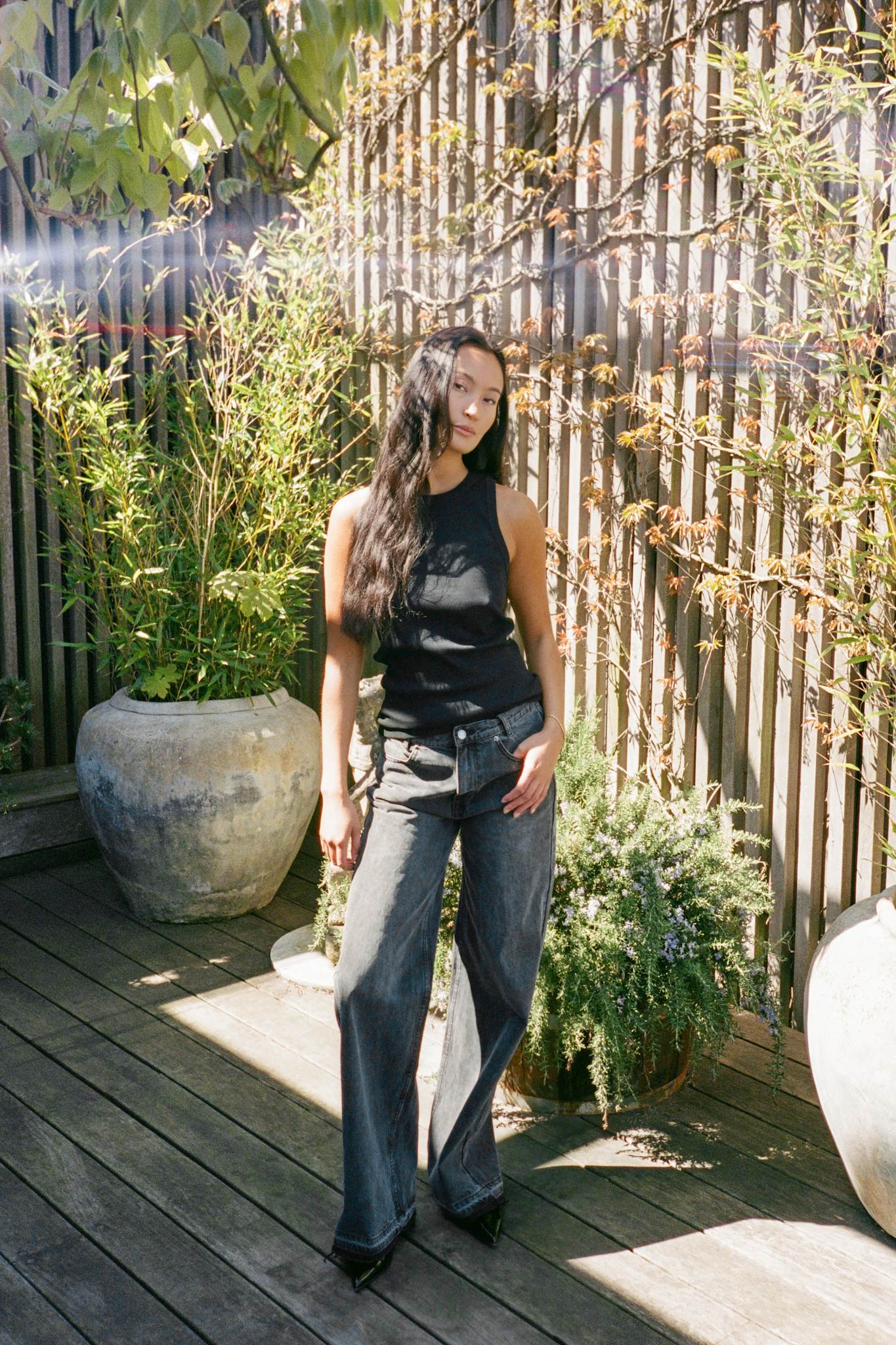 Nelle - Rib jersey tank I Black 2 - Rabens Saloner