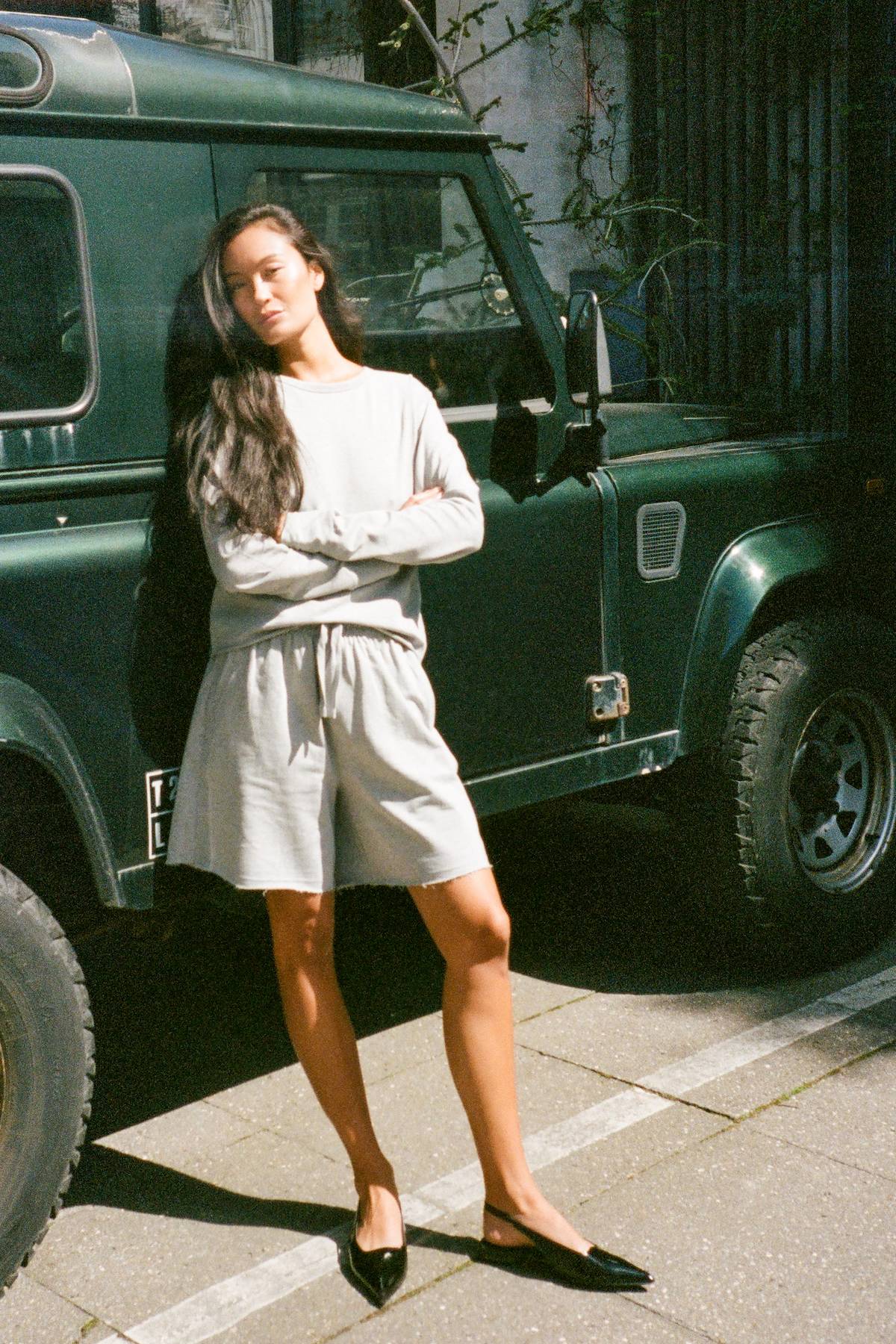 Hila - Light stretch crew neck top I Grey melange 5 - Rabens Saloner