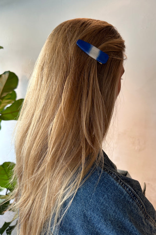 Hair Clip - Zia I Dark Blue Stripe    2 - Rabens Saloner