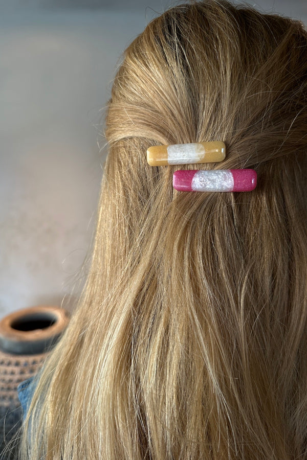 Hair Clip Mini - Zia I Pink Stripe    2 - Rabens Saloner