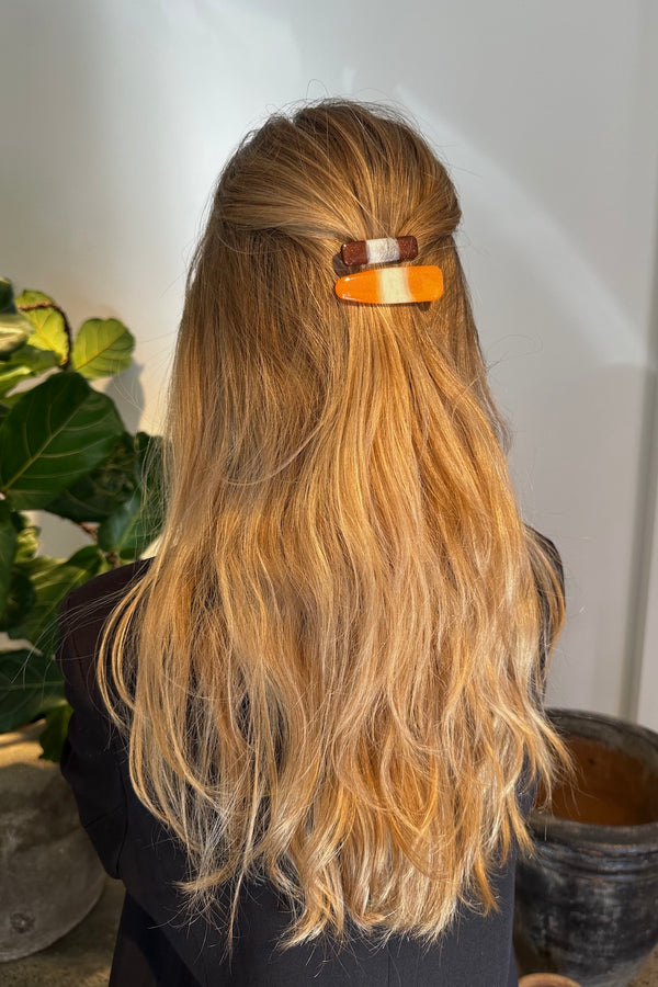 Hair Clip - Zia I Orange Stripe    1 - Rabens Saloner