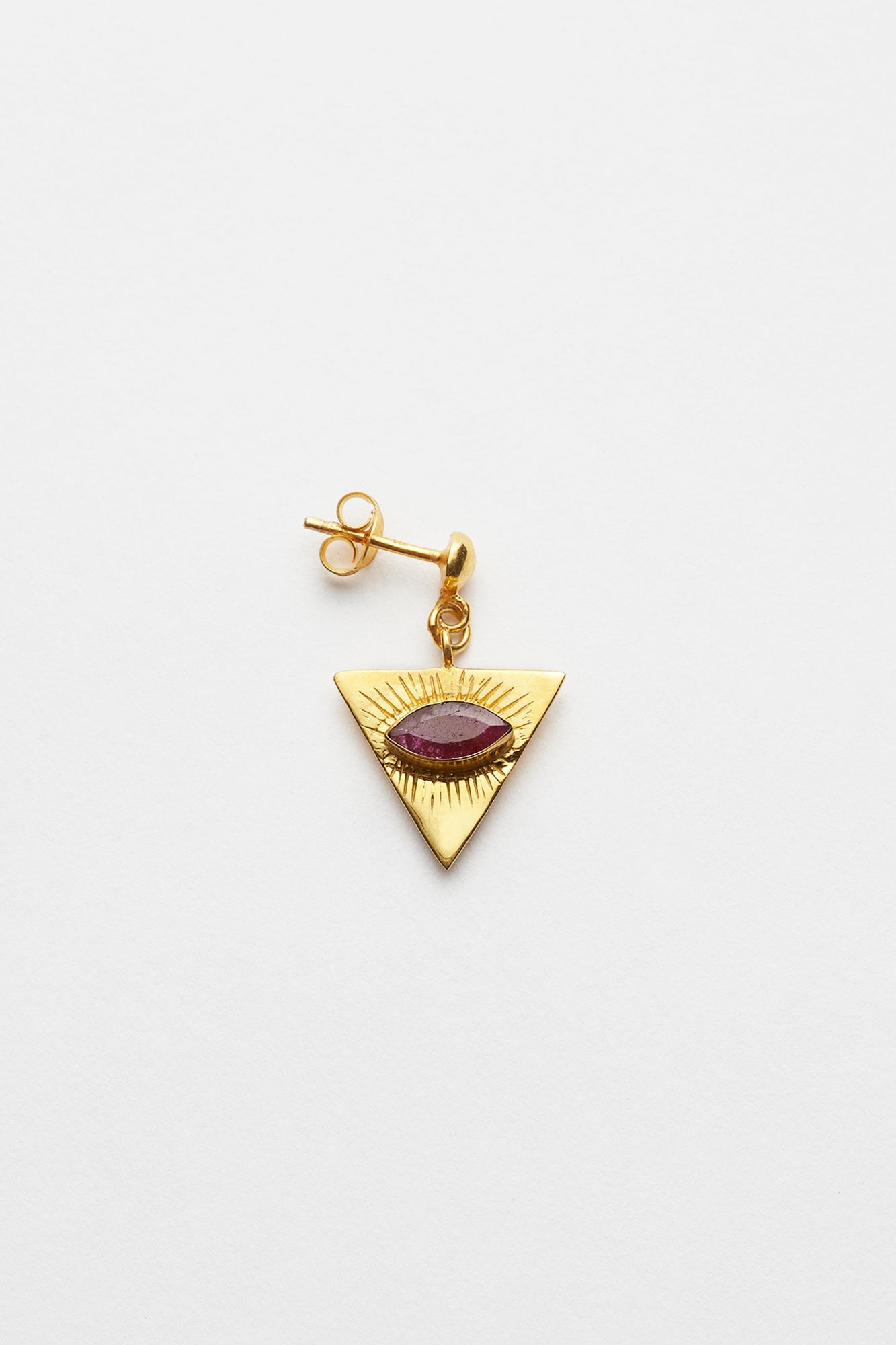 Nafsu - Earstick w/ Triangle Eye Pendant I Red Ruby Red Ruby O/S 2 - Rabens Saloner