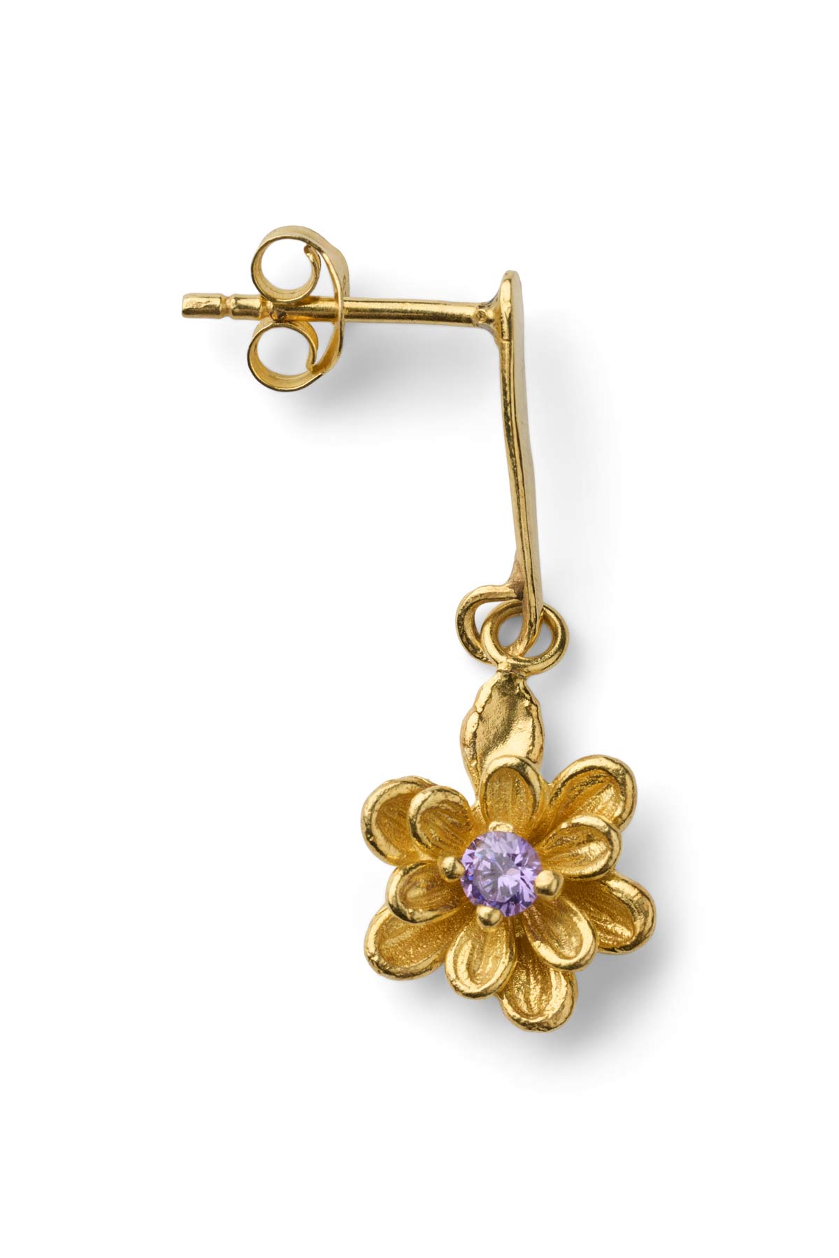 Stem Flower Stud - Nafsu I Gold w/ purple stone Gold w/ purple stone 1 - Rabens Saloner