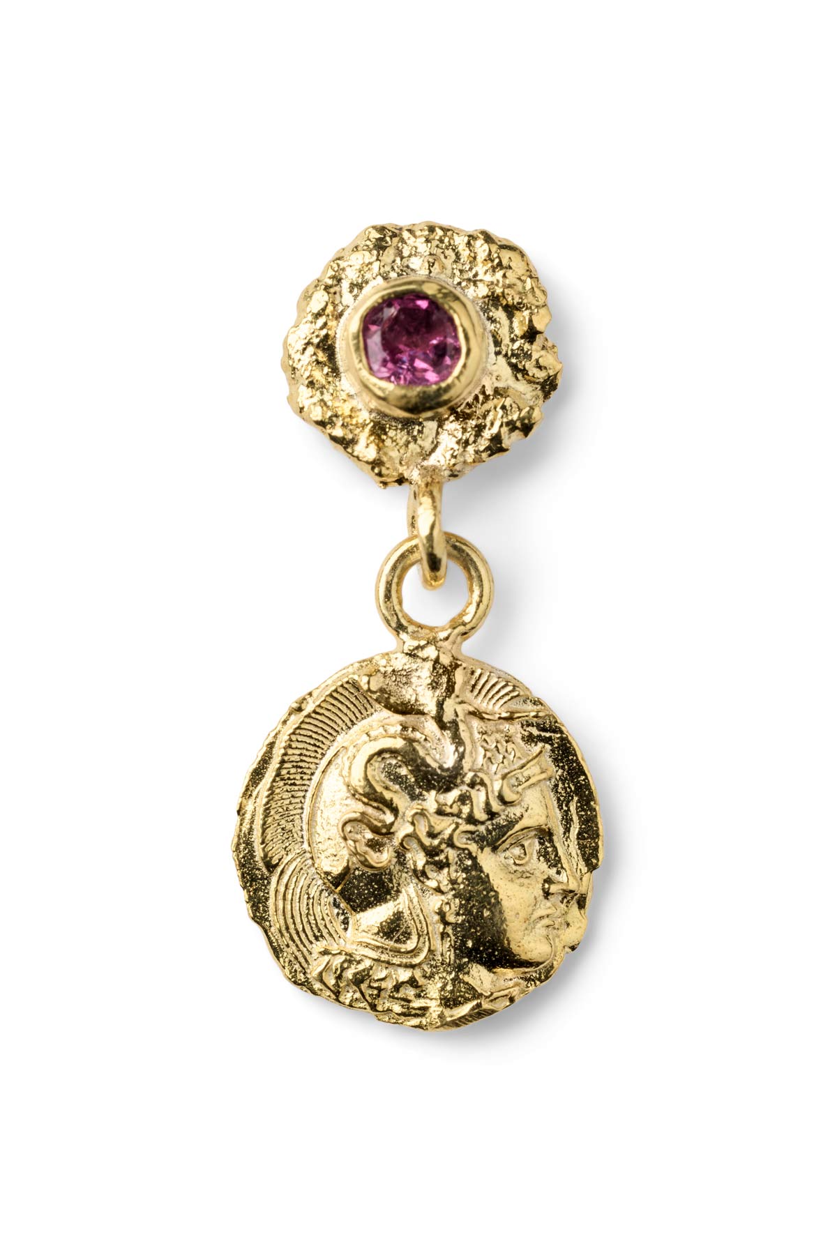 Coin Earring - Nafsu I Gold w/ Purple Stone Gold w/ Purple Stone 2 - Rabens Saloner
