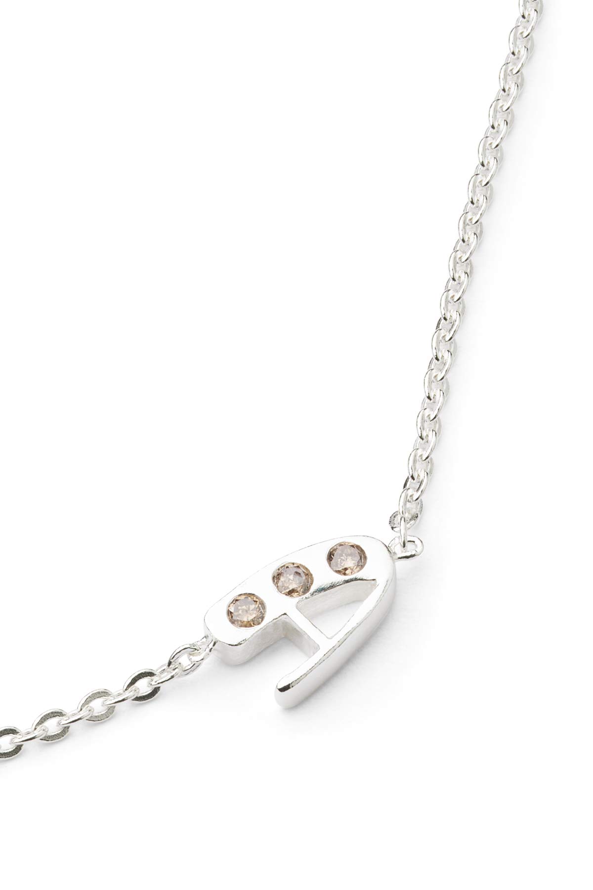 Diamond letter necklace - Rabens Momento I Silver w/ Champagne diamond Silver w/ Champagne diamond A 8 - Rabens Saloner
